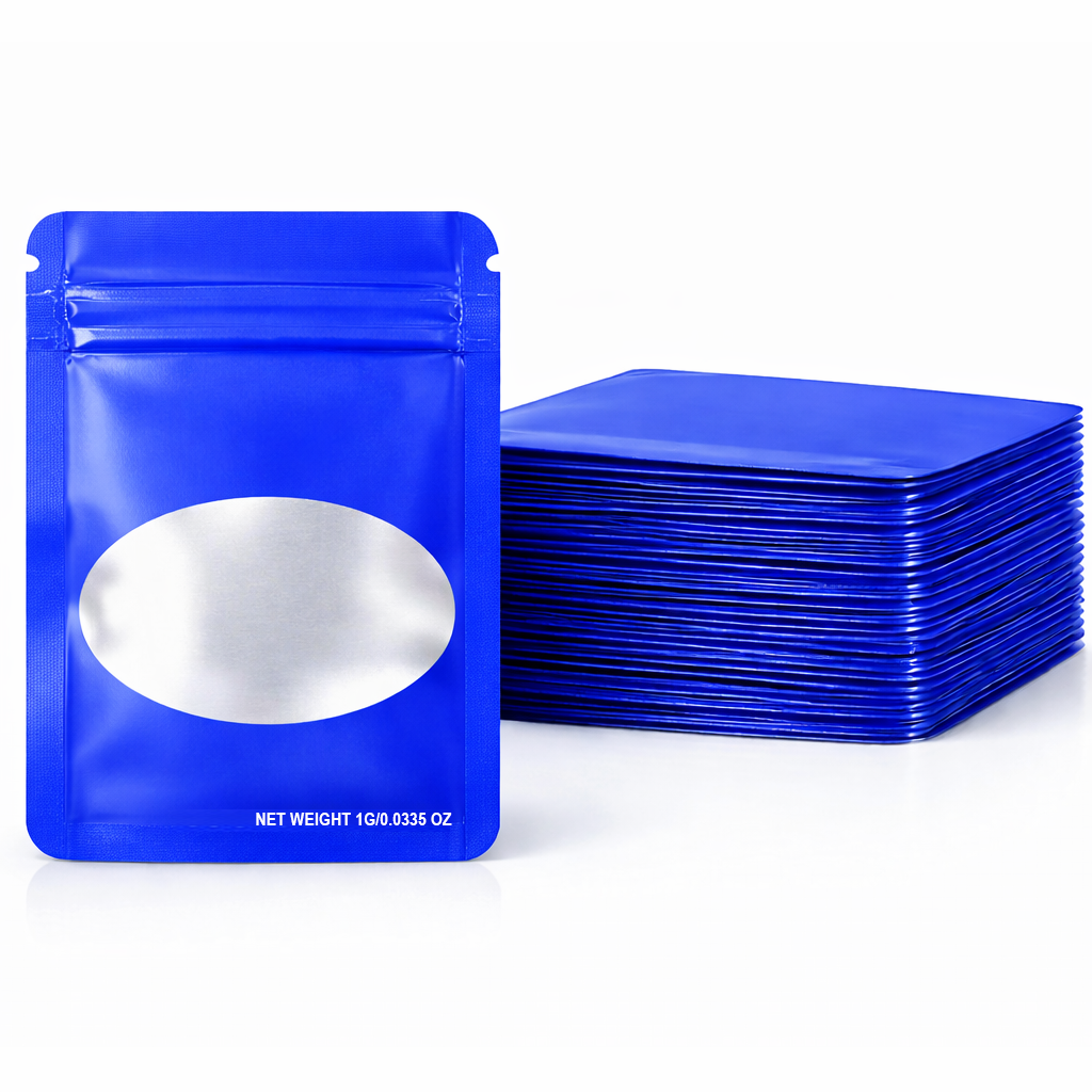 1 Gram Mylar Bag – Premium Smell-Proof Flower Packaging - Royal Blue Solid Color (100 Count) SMBW-1G-002