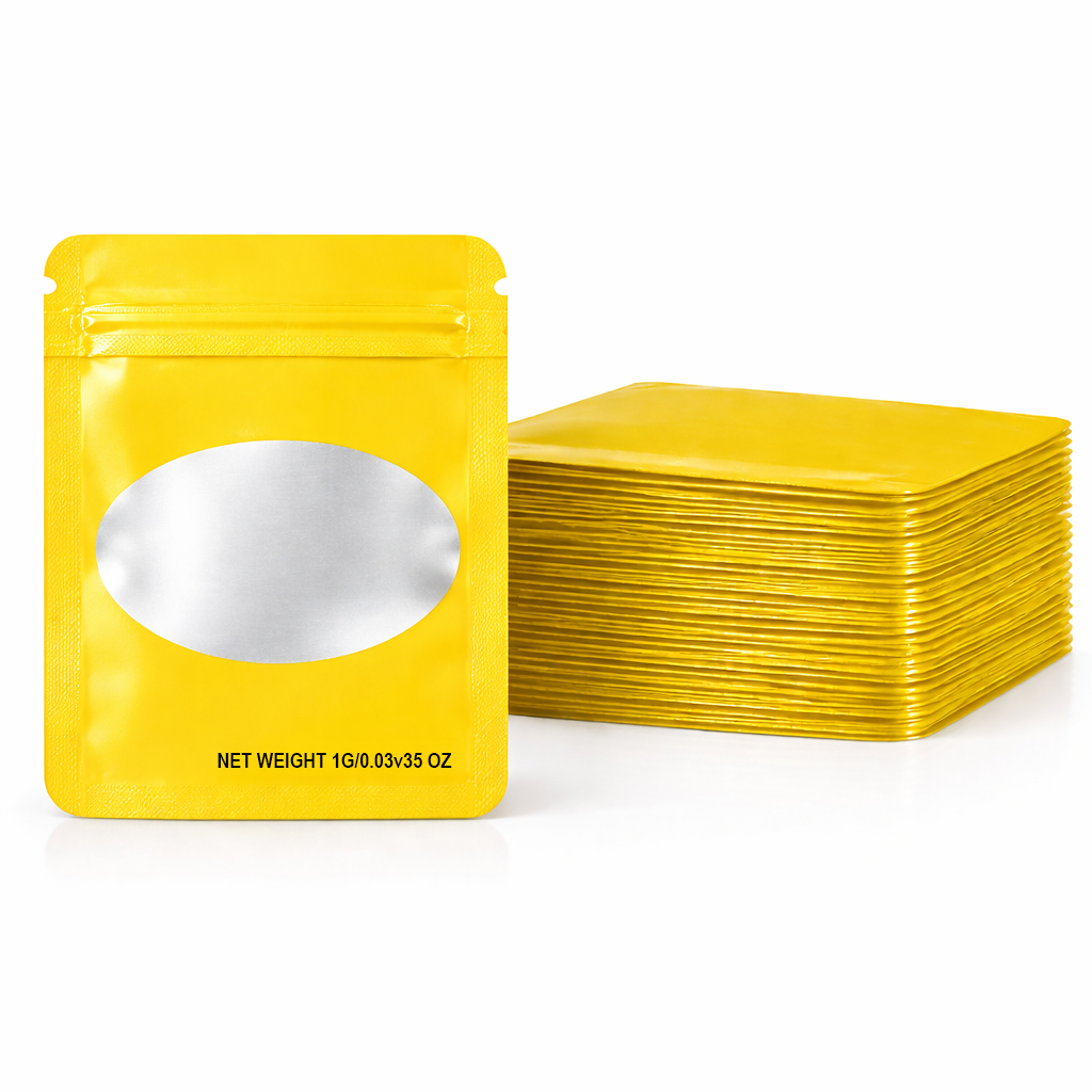 1 Gram Mylar Bag – Premium Smell-Proof Flower Packaging - Gold Solid Color (100 Count) SMBW-1G-004
