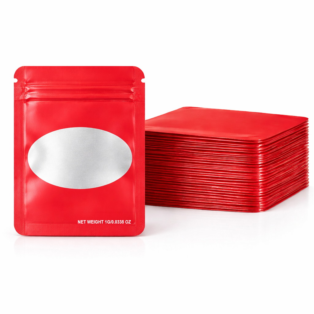 1 Gram Mylar Bag – Premium Smell-Proof Flower Packaging - Red Solid Color (100 Count) SMBW-1G-005