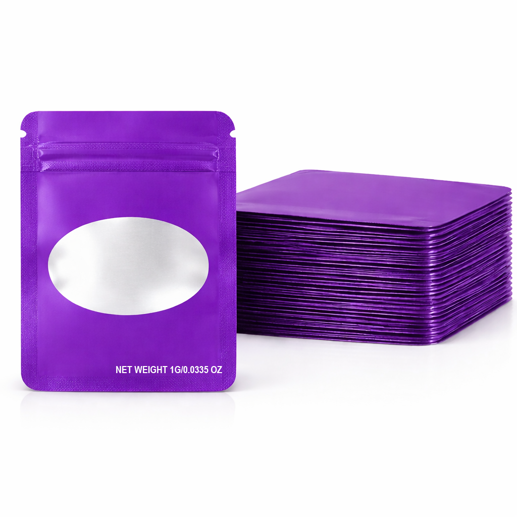 1 Gram Mylar Bag – Premium Smell-Proof Flower Packaging - Purple Solid Color (100 Count) SMBW-1G-006