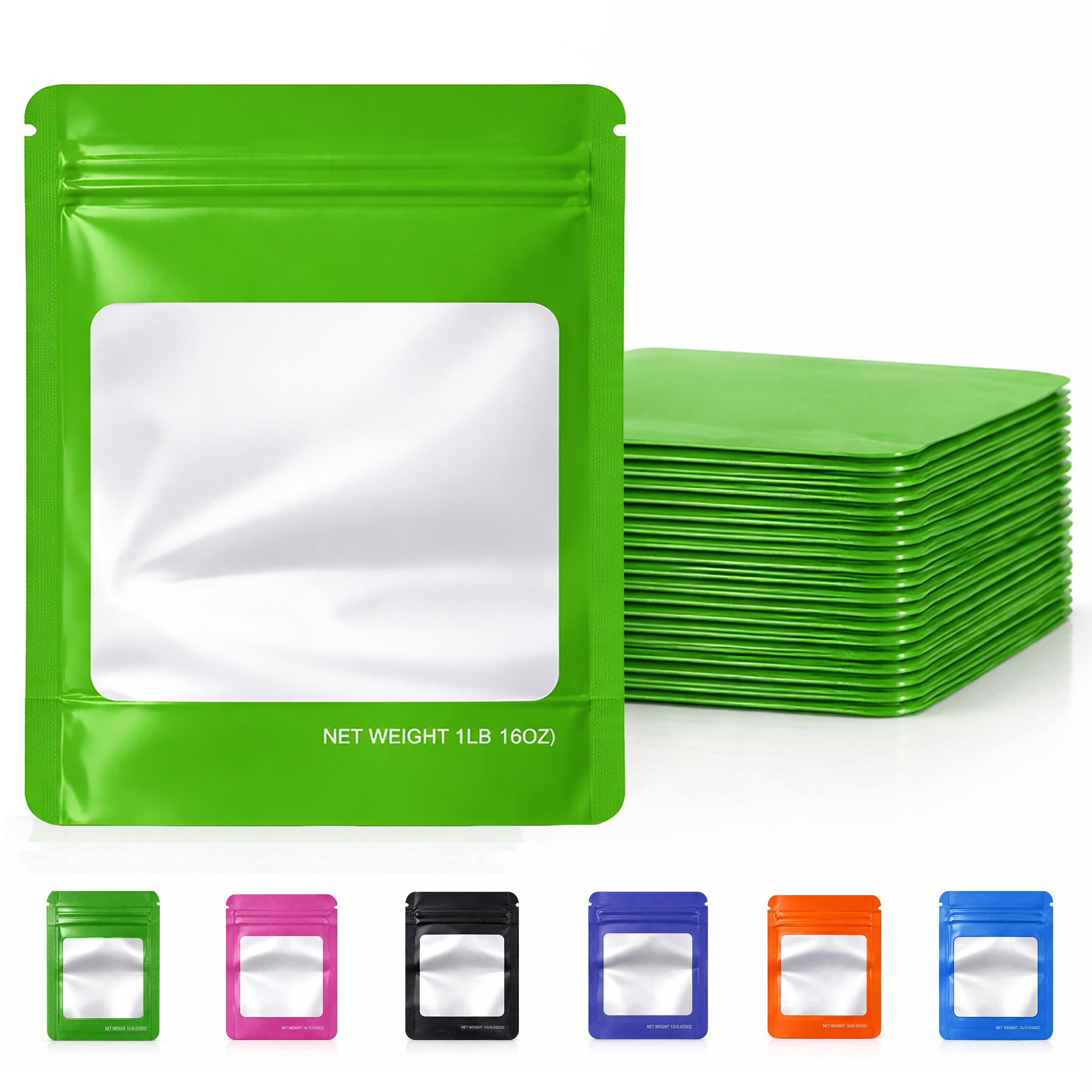 1Lb Square Window Mylar Bag - Premium Packaging (25 Count) (Green) SMBW-1LB-009 - Image 6