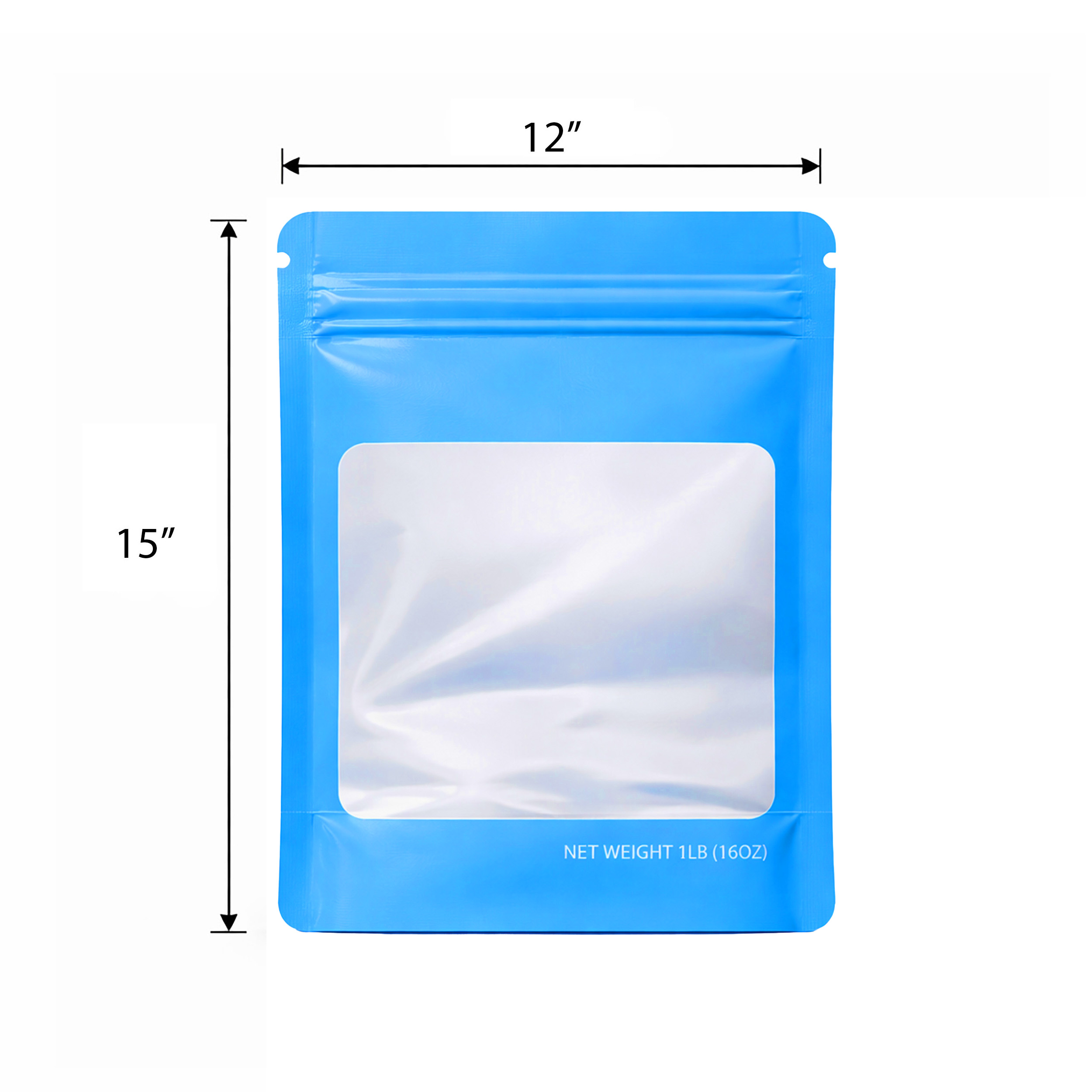 1Lb Square Window Mylar Bag - Premium Packaging (25 Count) (Light Blue) SMBW-1LB-010 - Image 2