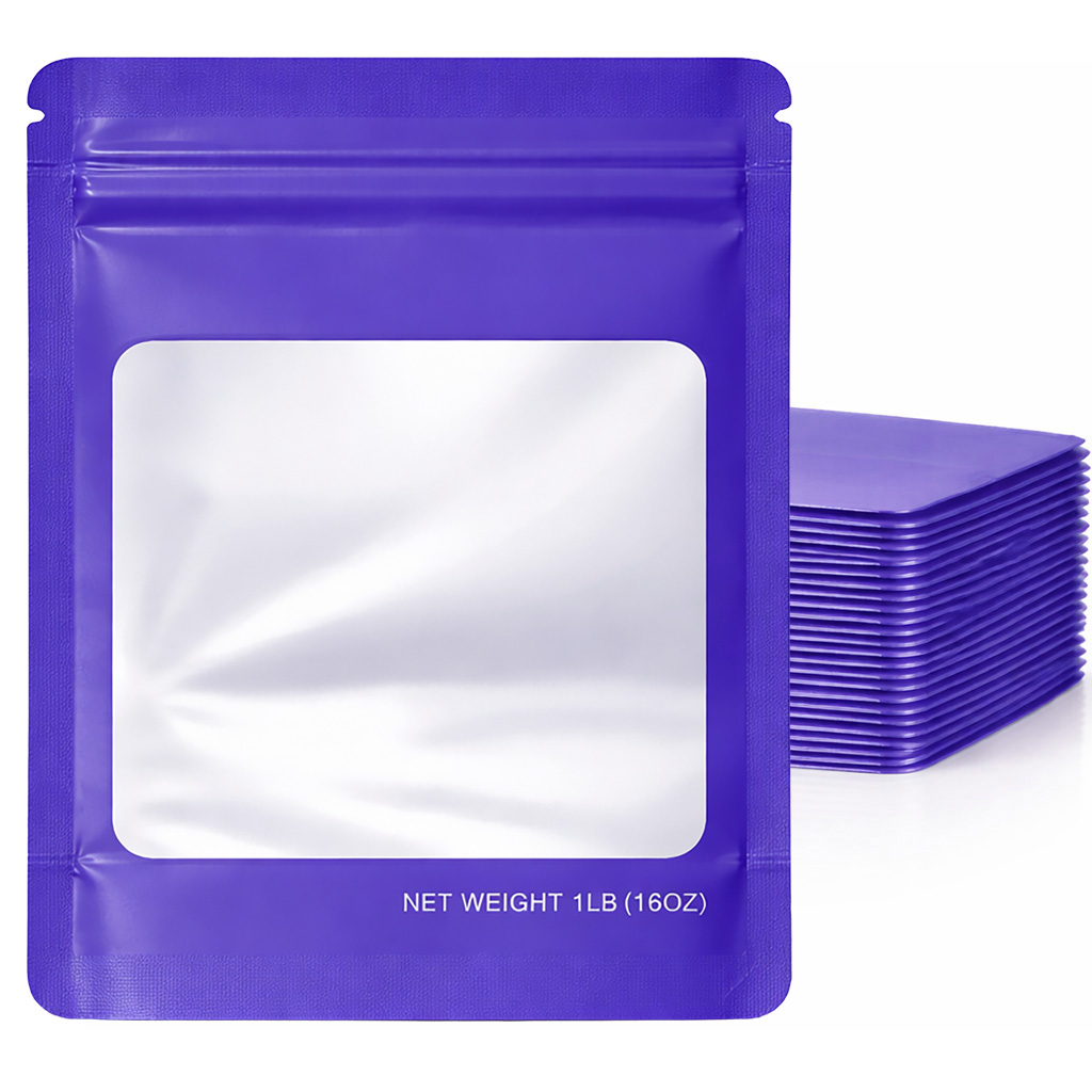 1Lb Square Window Mylar Bag - Premium Packaging (25 Count) (Royal Blue) SMBW-1LB-011