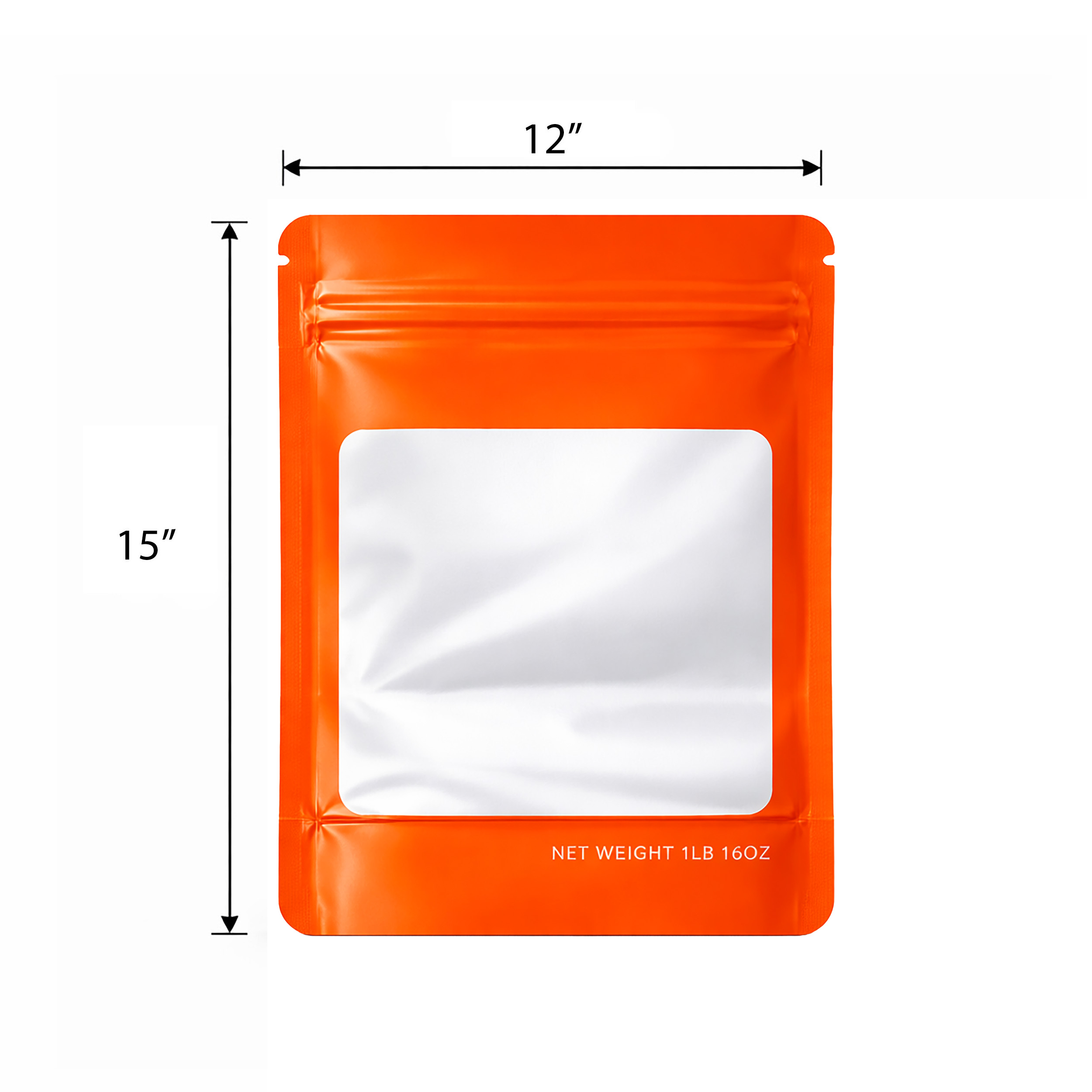 1Lb Square Window Mylar Bag - Premium Packaging (25 Count) (Orange) SMBW-1LB-012 - Image 2