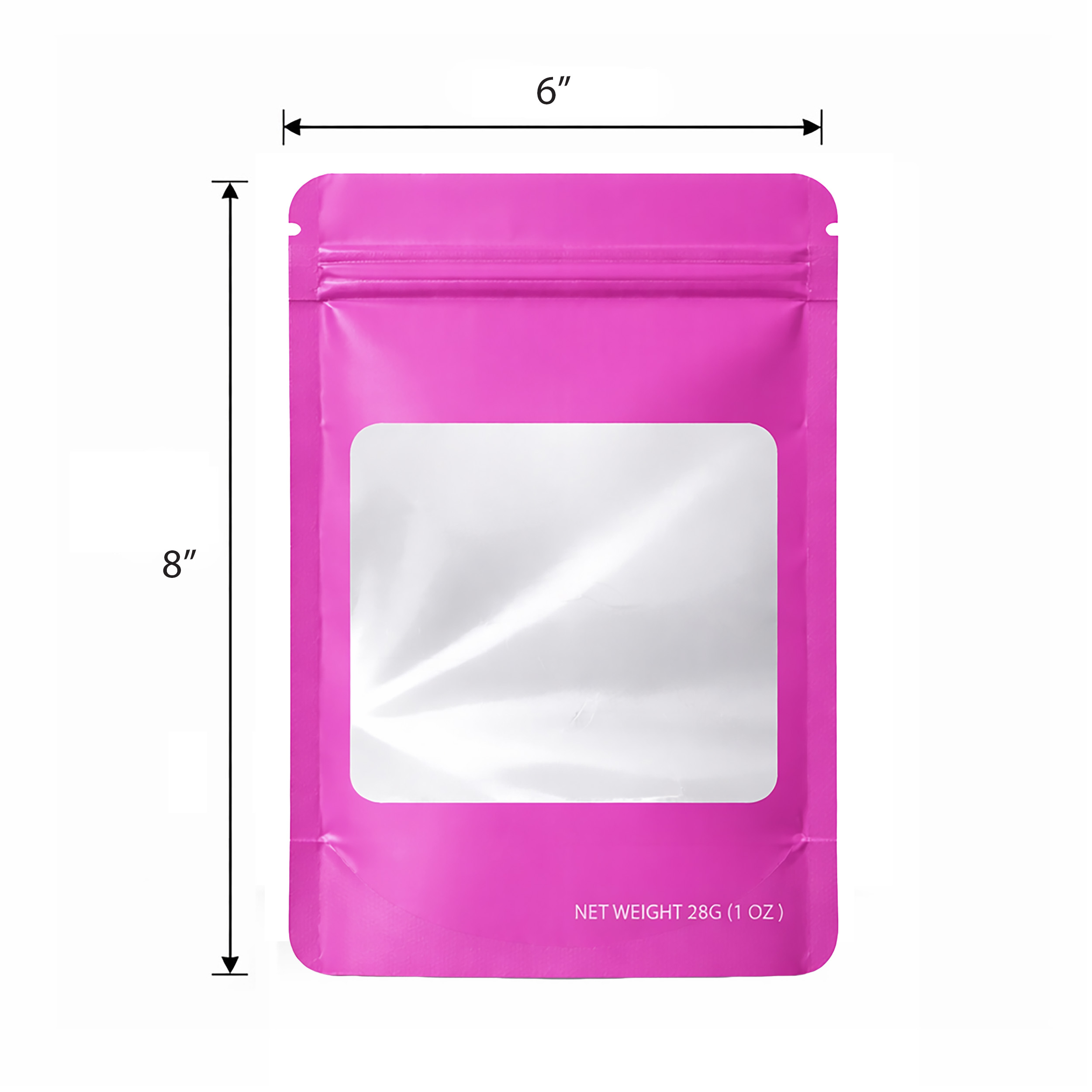 28 Gram Mylar Bag - Premium Smell-Proof Packaging (Square) (Pink) (50 Count) SMBW-28G-008 - Image 2