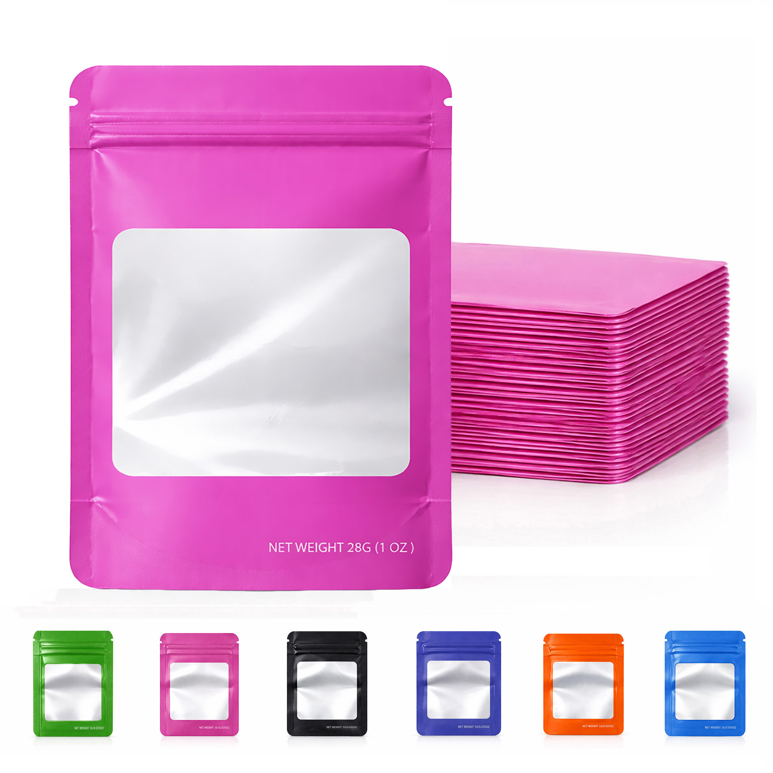 28 Gram Mylar Bag - Premium Smell-Proof Packaging (Square) (Pink) (50 Count) SMBW-28G-008 - Image 6