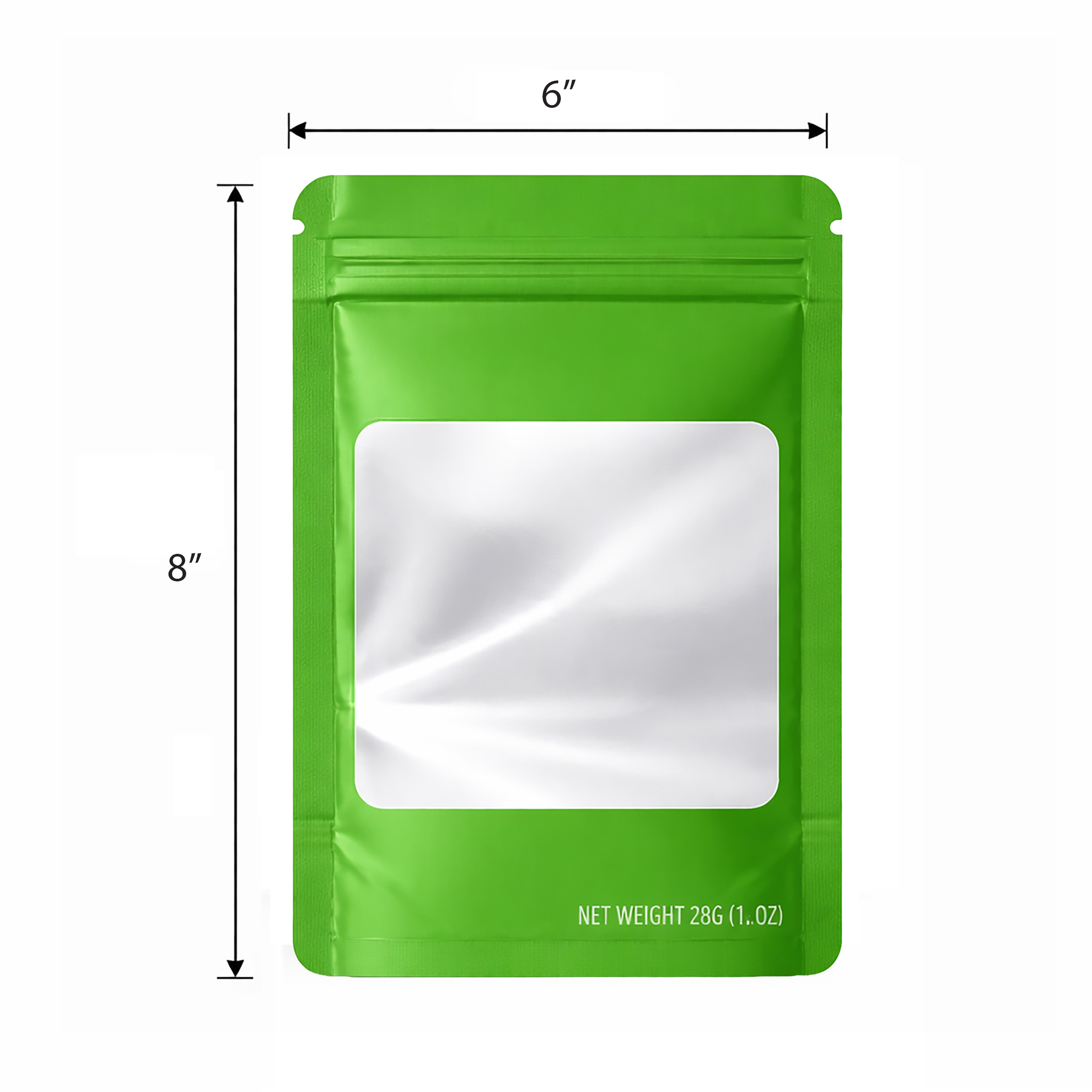 28 Gram Mylar Bag - Premium Smell-Proof Packaging (Square) (Green) (50 Count) SMBW-28G-009 - Image 2