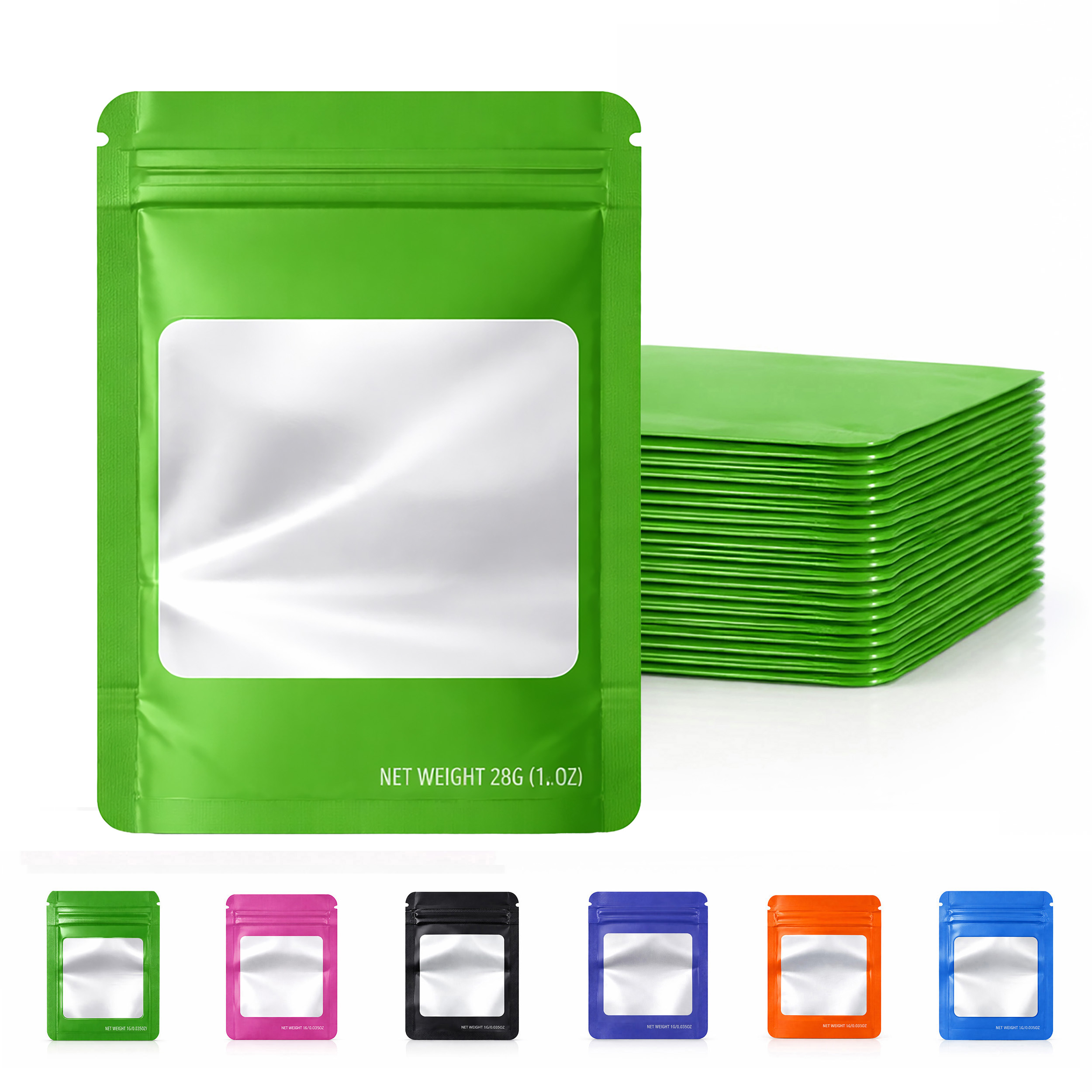 28 Gram Mylar Bag - Premium Smell-Proof Packaging (Square) (Green) (50 Count) SMBW-28G-009 - Image 6