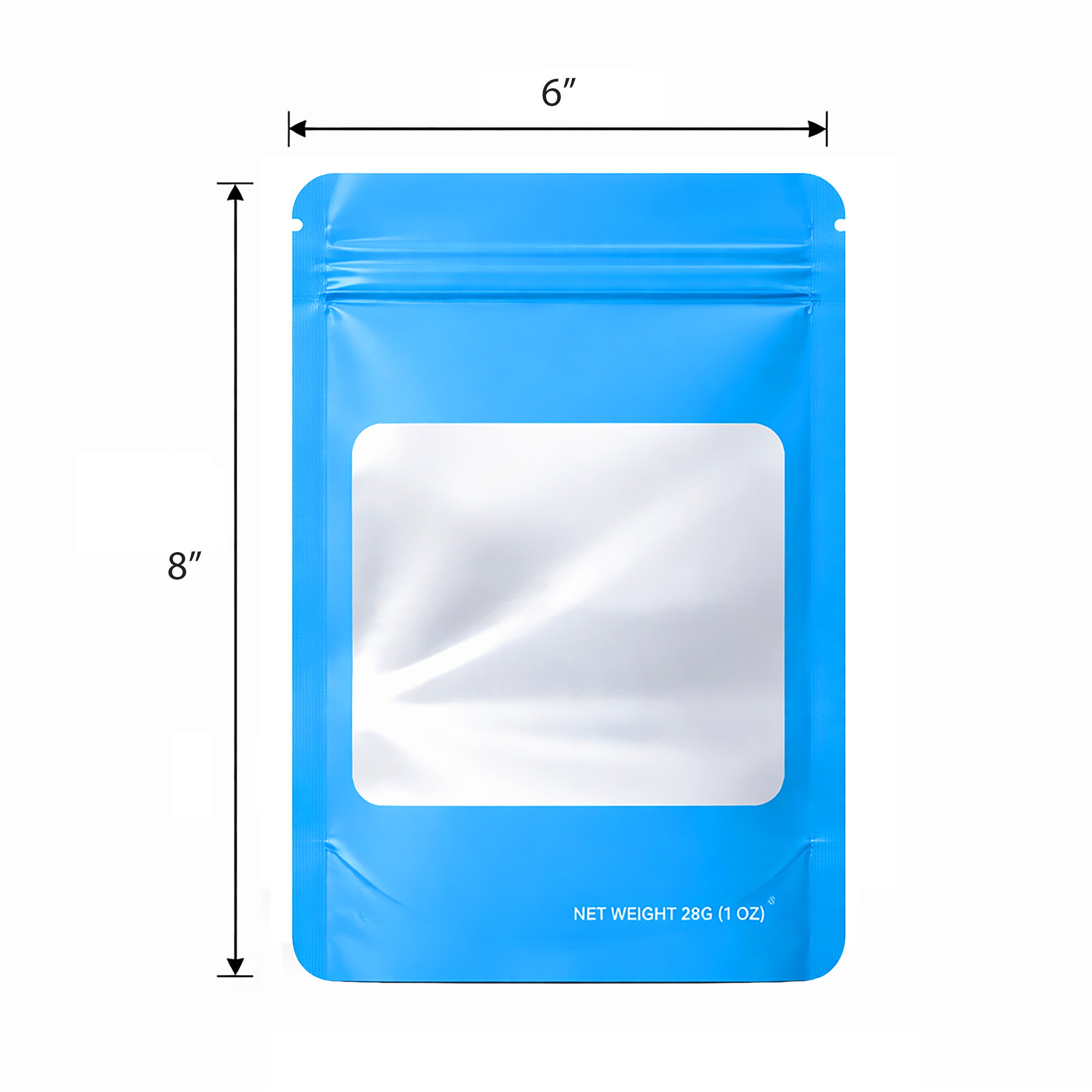 28 Gram Mylar Bag - Premium Smell-Proof Packaging (Square) (Light Blue) (50 Count) SMBW-28G-010 - Image 2