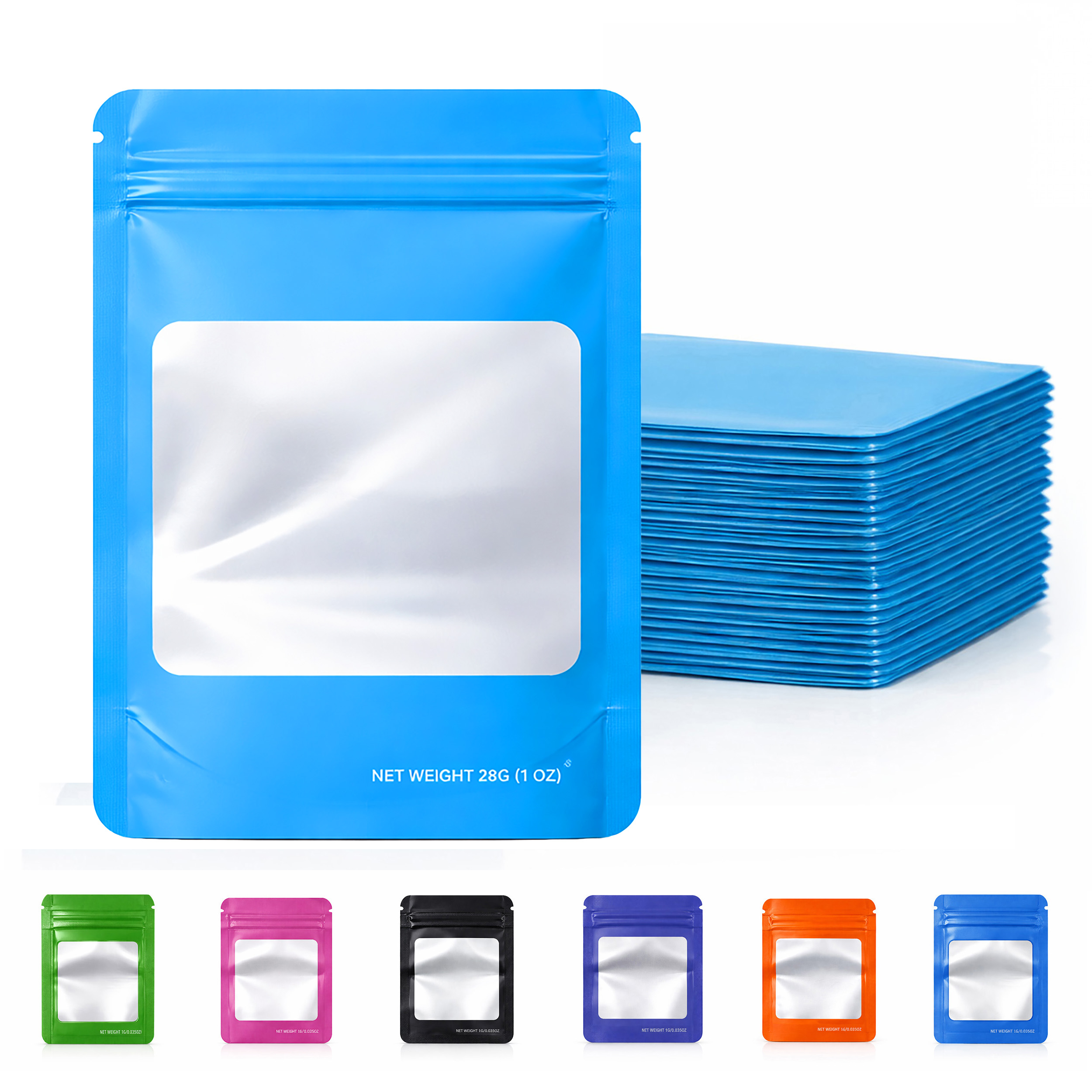 28 Gram Mylar Bag - Premium Smell-Proof Packaging (Square) (Light Blue) (50 Count) SMBW-28G-010 - Image 6