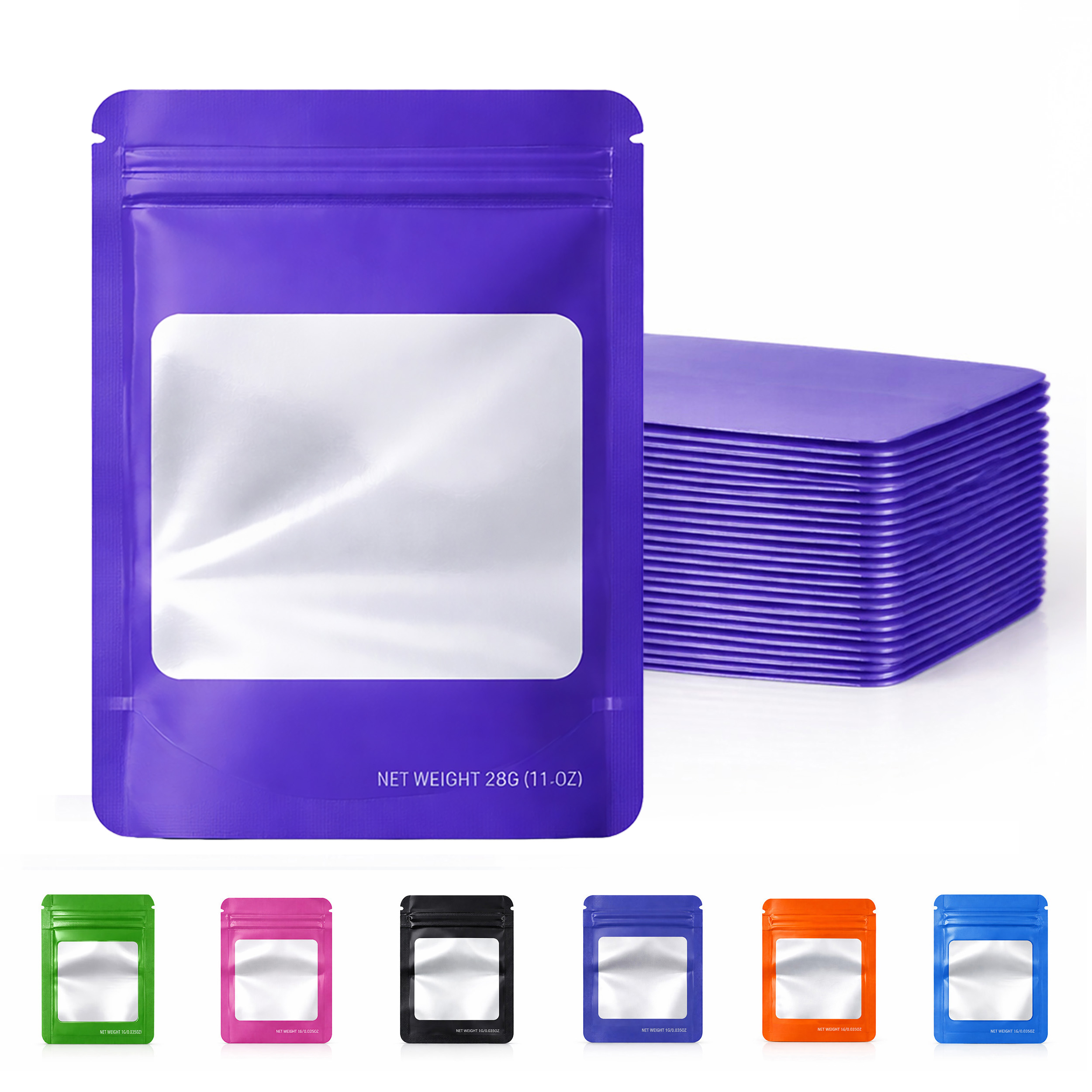 28 Gram Mylar Bag - Premium Smell-Proof Packaging (Square) (Purple) (50 Count) SMBW-28G-011 - Image 6