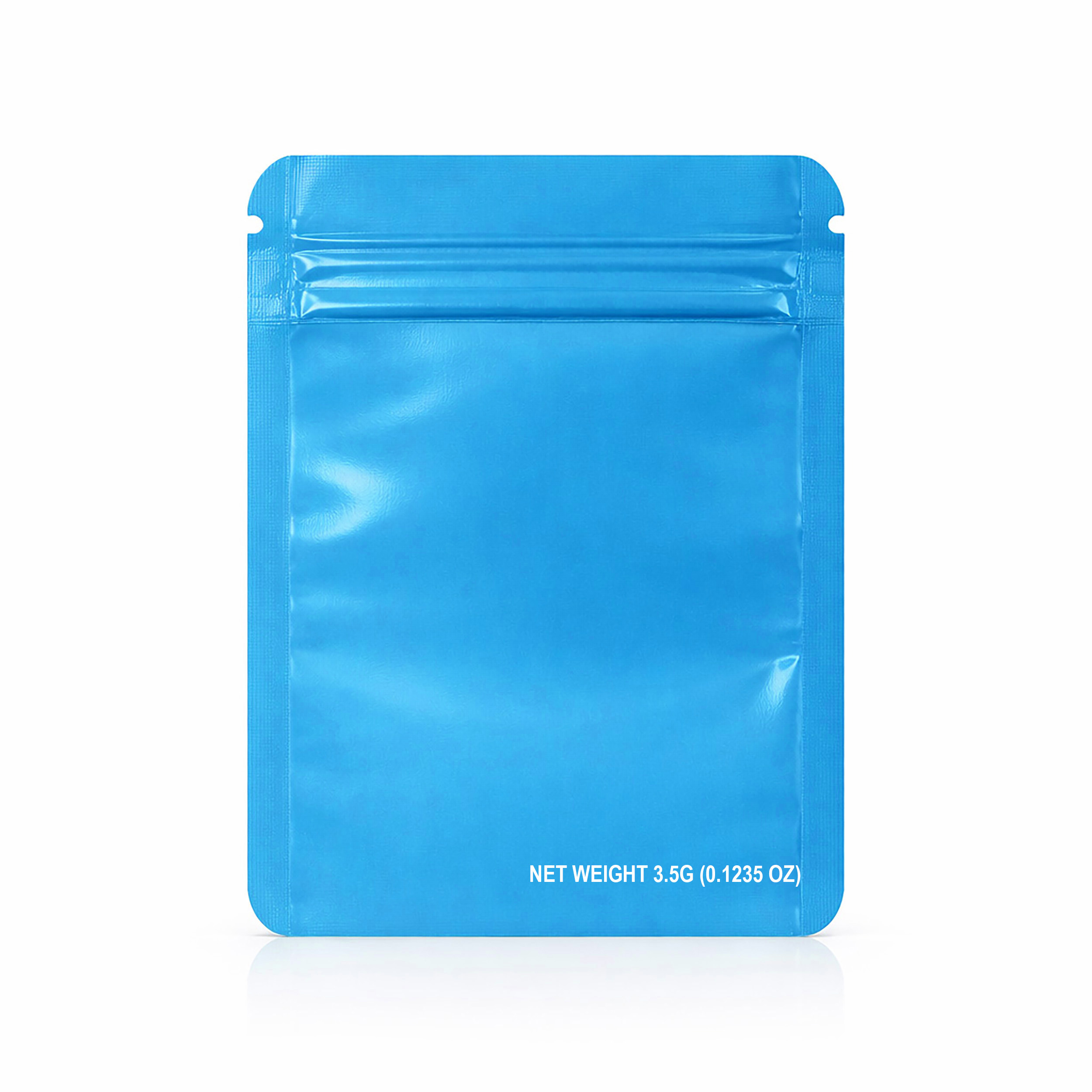 50 Pack – 3.5g Solid Color Mylar Bags Square Window - Light Blue - SMBW-35G-010 - Image 4