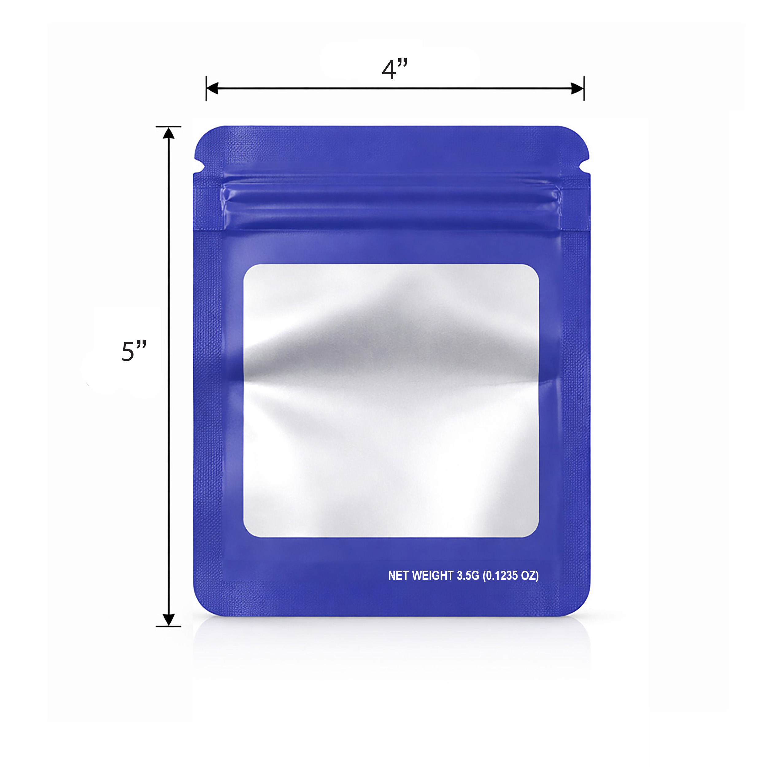 50 Pack – 3.5g Solid Color Mylar Bags Square Window - Purple - SMBW-35G-011 - Image 2