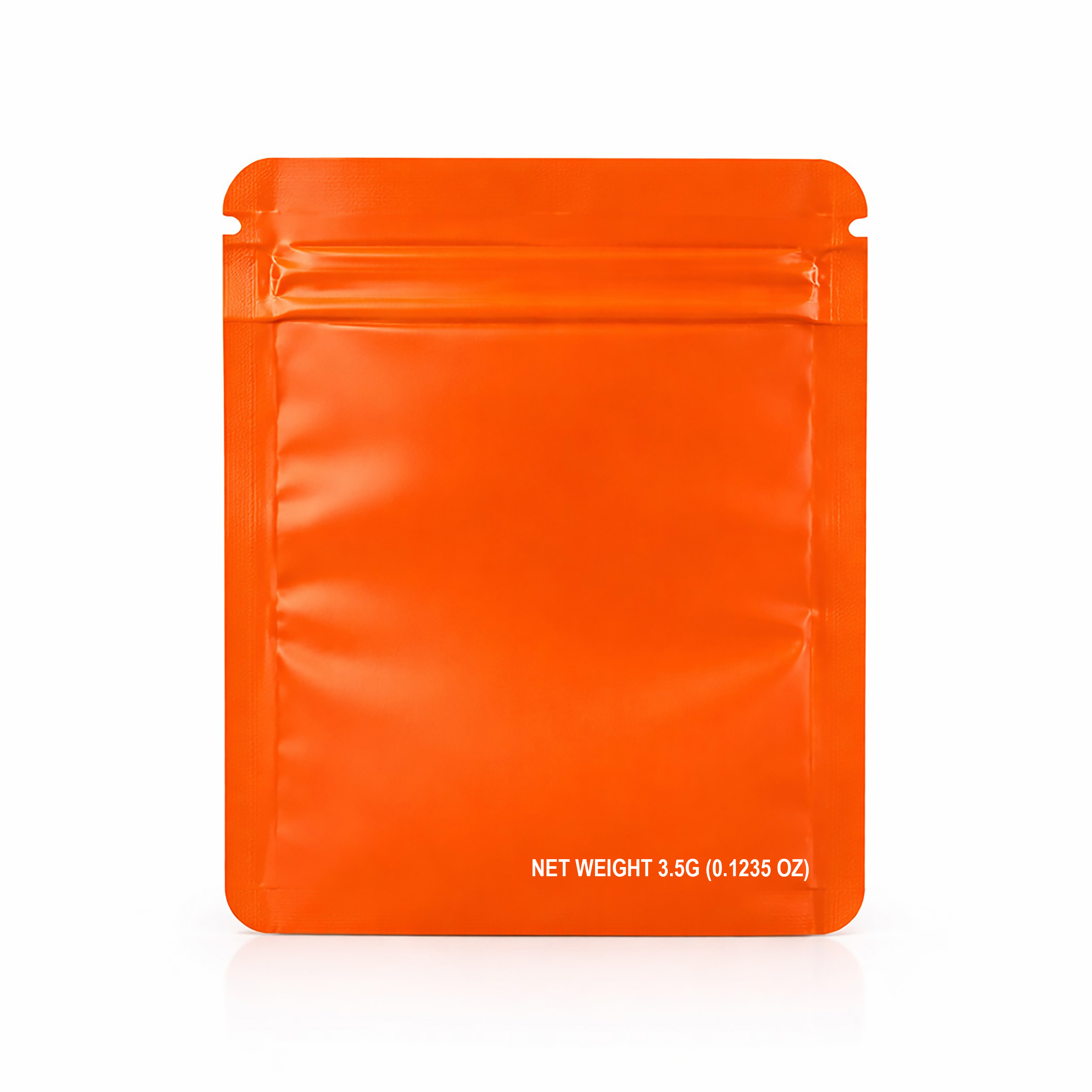 50 Pack – 3.5g Solid Color Mylar Bags Square Window - Orange - SMBW-35G-012 - Image 4