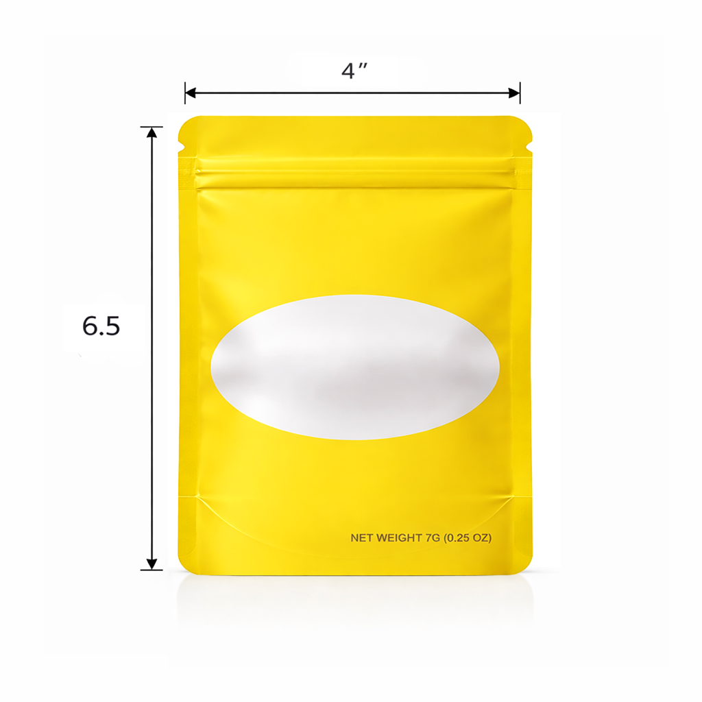 7 Gram Mylar Bag – Premium Smell-Proof Flower Packaging - Yellow Solid Color (50 Count) SMBW-7G-004 - Image 2