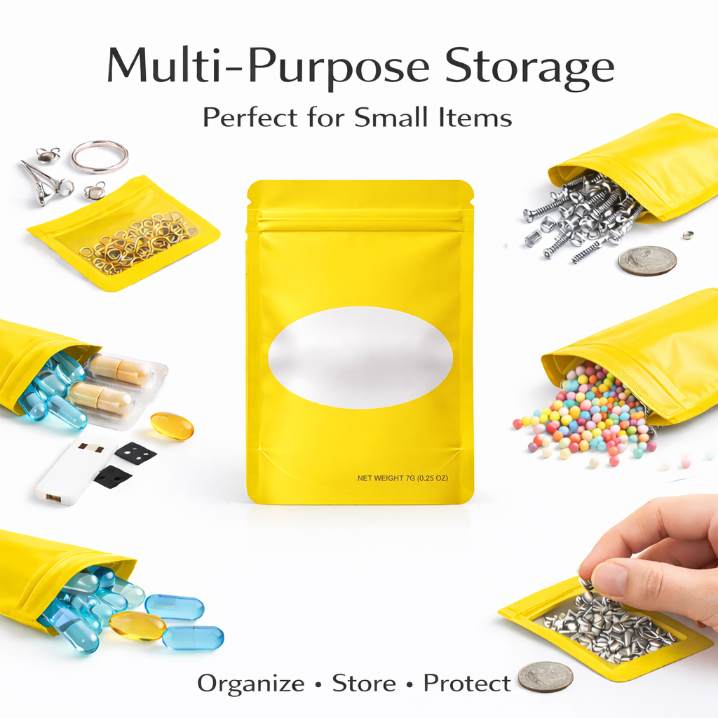 7 Gram Mylar Bag – Premium Smell-Proof Flower Packaging - Yellow Solid Color (50 Count) SMBW-7G-004 - Image 5