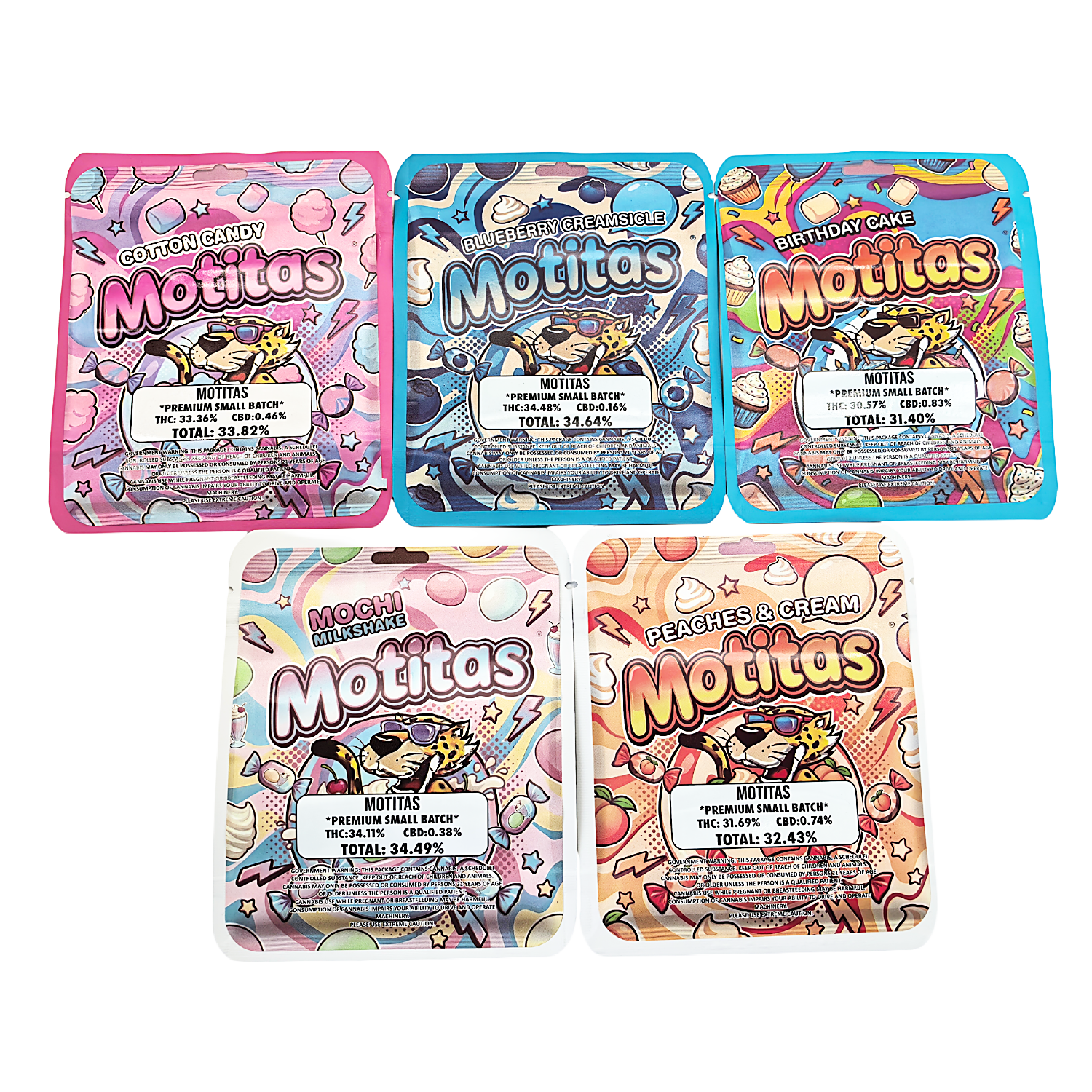 25 Pack 3.5g Thick Sticker Mylar Bags Premium Smell Proof Packaging Mix | Motitas Collection (STB-35-015) - Image 5