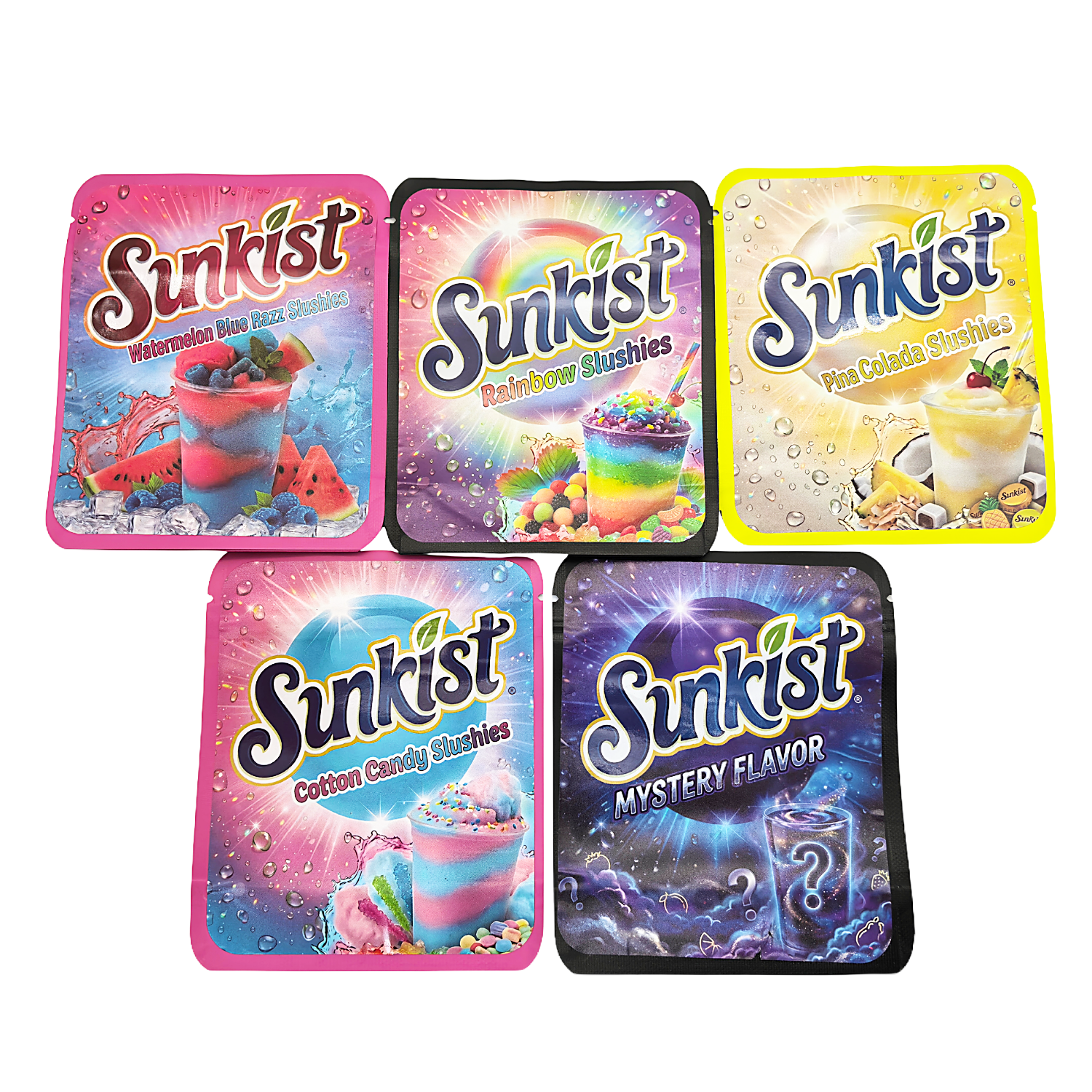25 Pack 3.5g Thick Sticker Mylar Bags Premium Smell Proof Packaging Mix | Sunkist Collection(STB-35-017) - Image 4