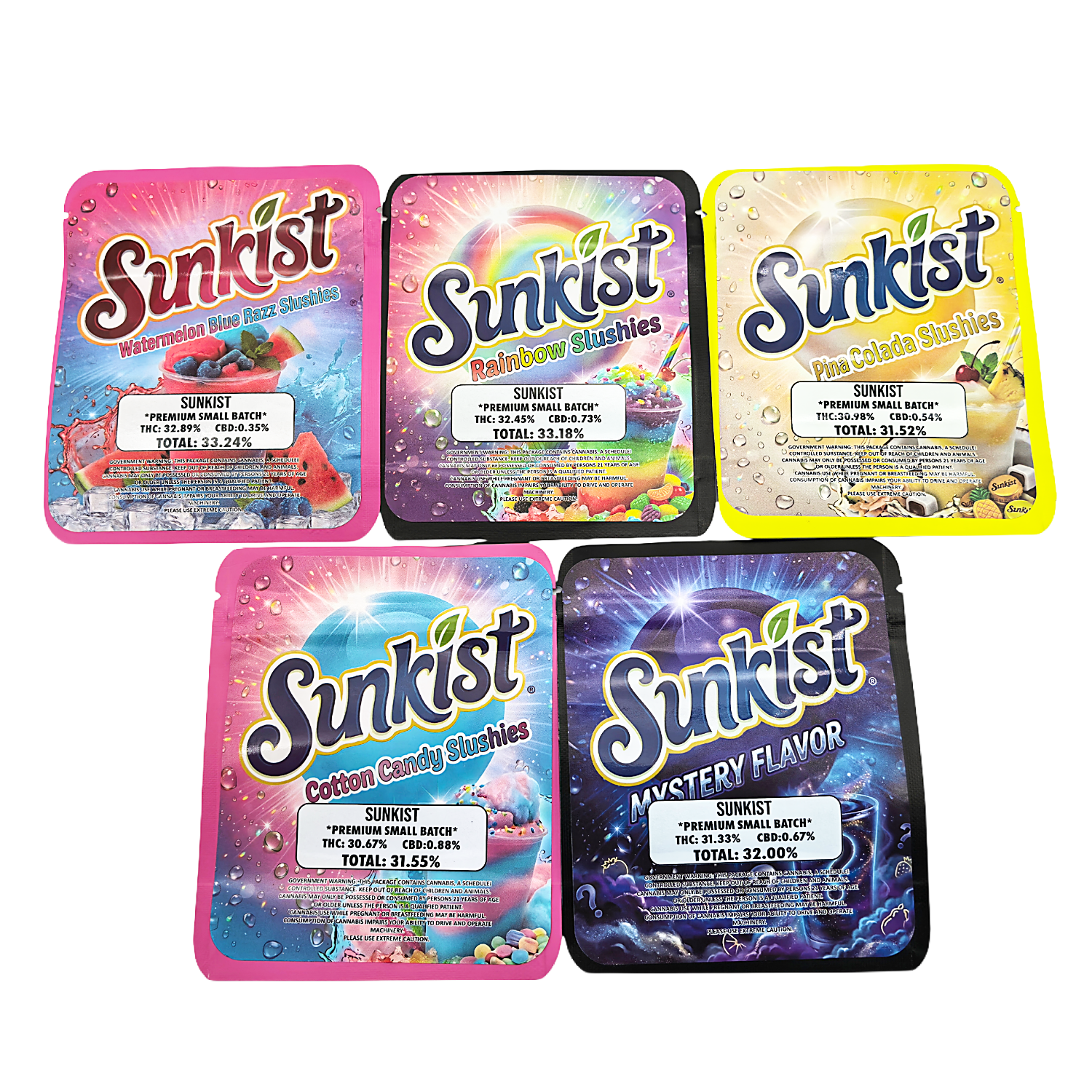 25 Pack 3.5g Thick Sticker Mylar Bags Premium Smell Proof Packaging Mix | Sunkist Collection(STB-35-017) - Image 5