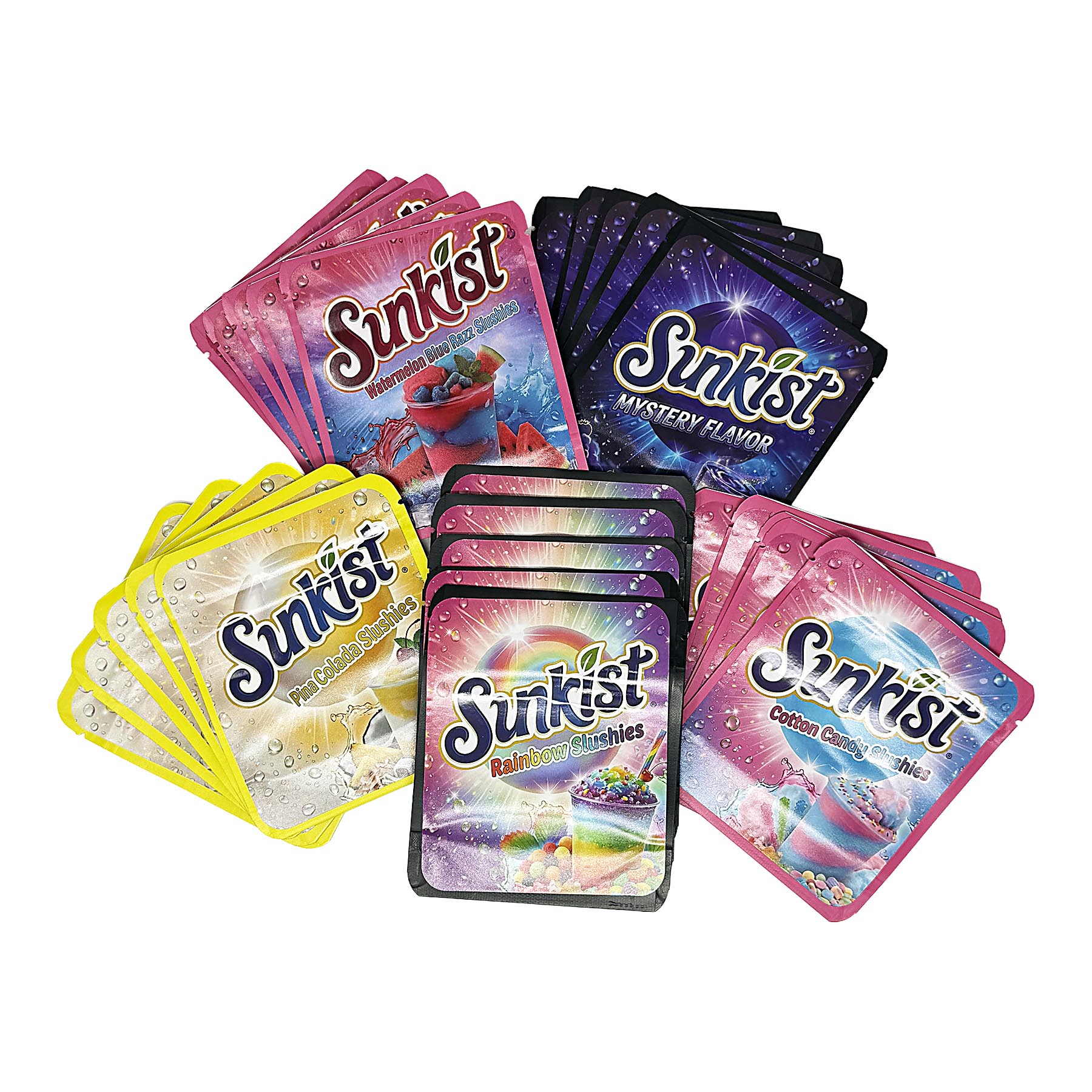 25 Pack 3.5g Thick Sticker Mylar Bags Premium Smell Proof Packaging Mix | Sunkist Collection(STB-35-017) - Image 2