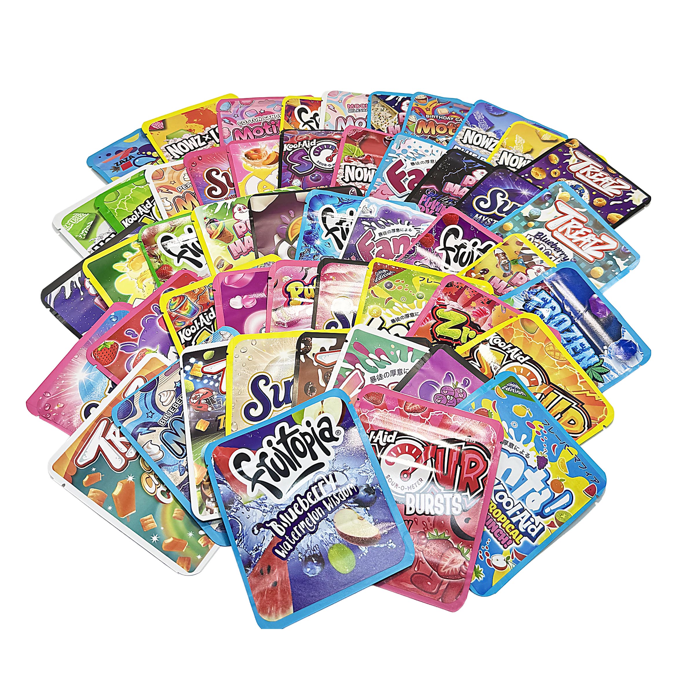 50 Pack 3.5g Thick Sticker Mylar Bags Premium Smell Proof Packaging Mix - Assorted Pack - Image 7
