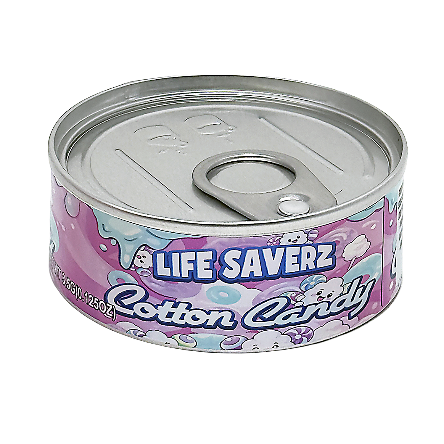3.5g Tin Can Container - (12 Count) Life Saverz Cotton Candy TC-35-019