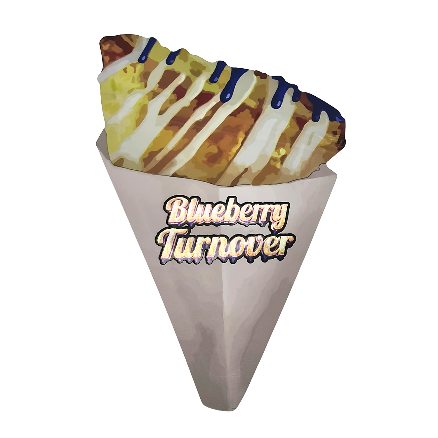 50 Pack – 3.5g Special Die Cut Shaped Mylar Bag - Blueberry Turnover - TURNOVER-SMB-003