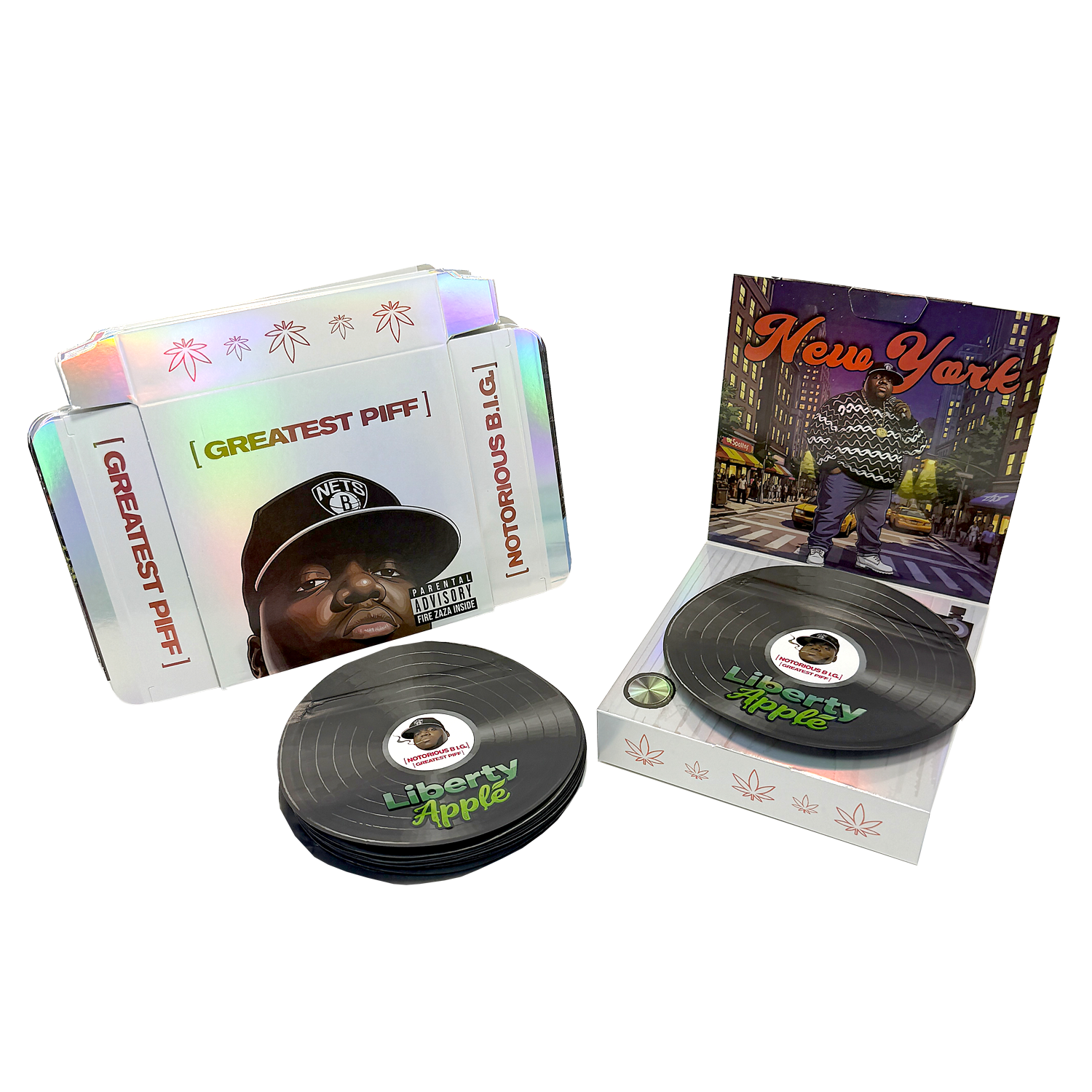 12 Pack – 3.5g Vinyl Record Style Mylar Bags with Matching Boxes - Liberty Apple - VR-BNB-003 - Image 3