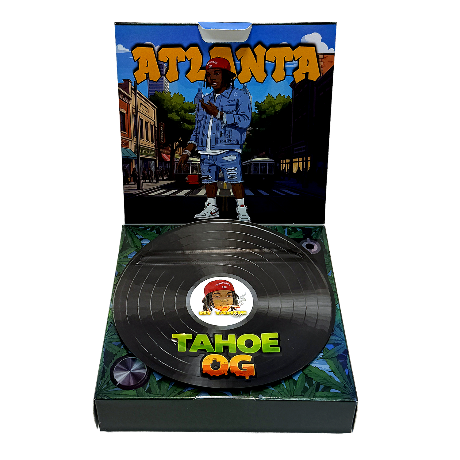 12 Pack – 3.5g Vinyl Record Style Mylar Bags with Matching Boxes - Tahoe OG - VR-BNB-006