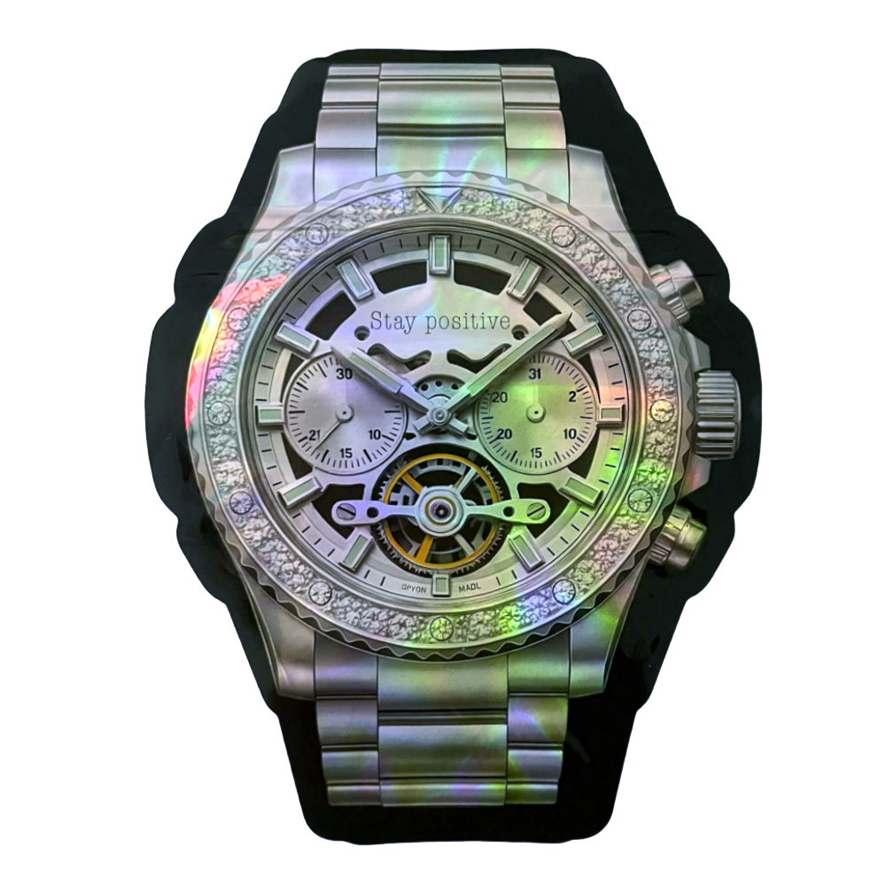 3.5 Silver Skeleton Chrono Watch (50 Count) WATCH-MB-004
