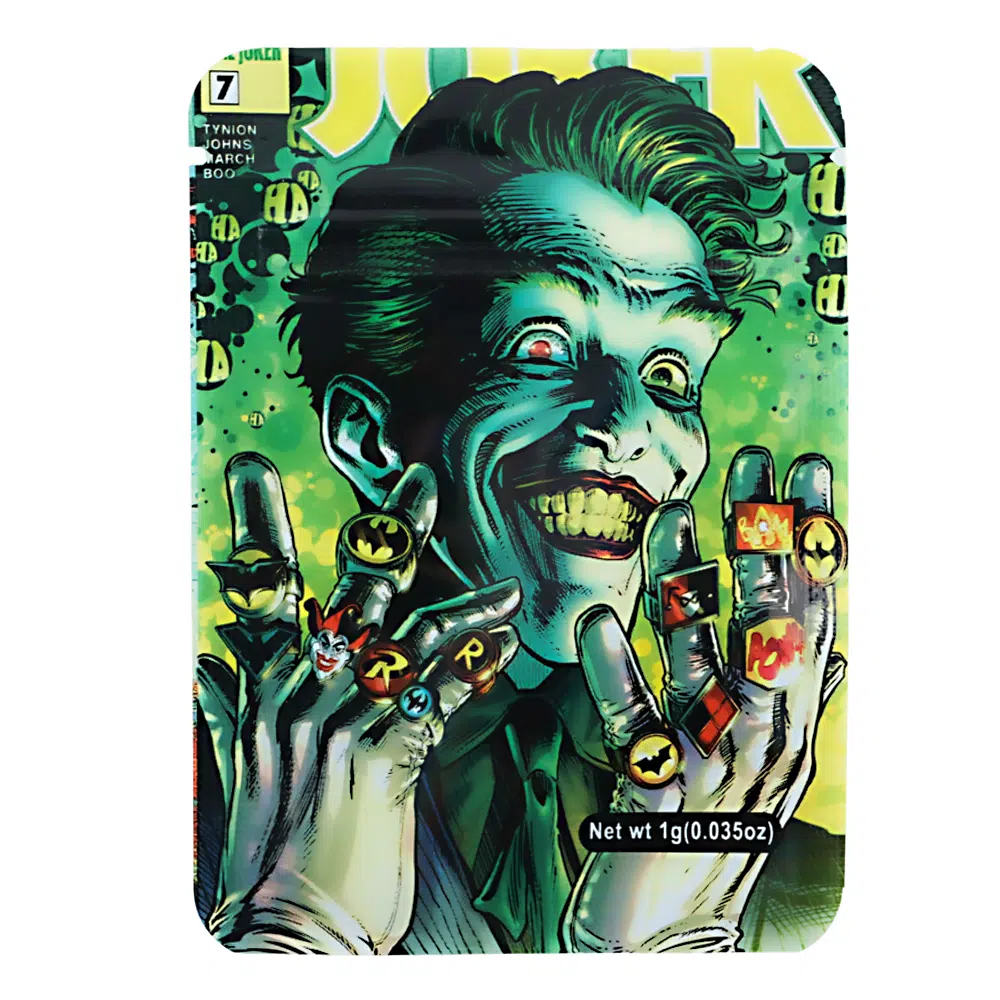 1 Gram Stock Mylar Bag – Premium Smell-Proof Flower Packaging - Runtz Batman Joker (100 Count) WSMB-1G-015