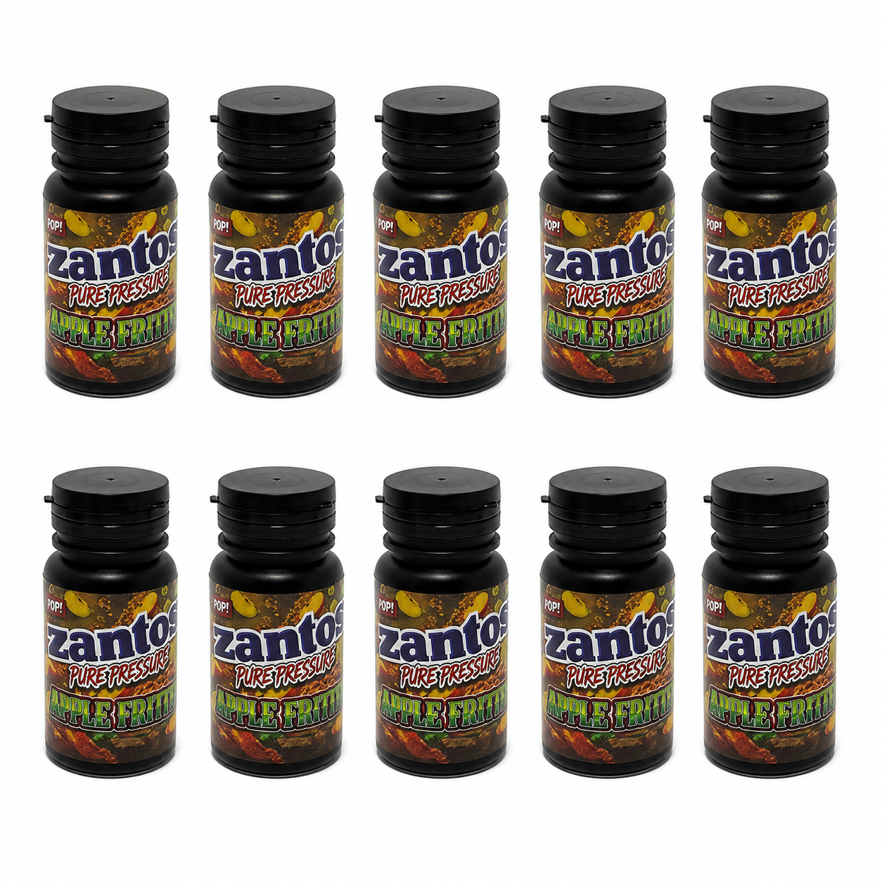 10 Pack - 3.5g Zantos Bottle Style Plastic Storage Containers with Child-Resistant Caps - Apple Fritter - ZC-35-010 - Image 3