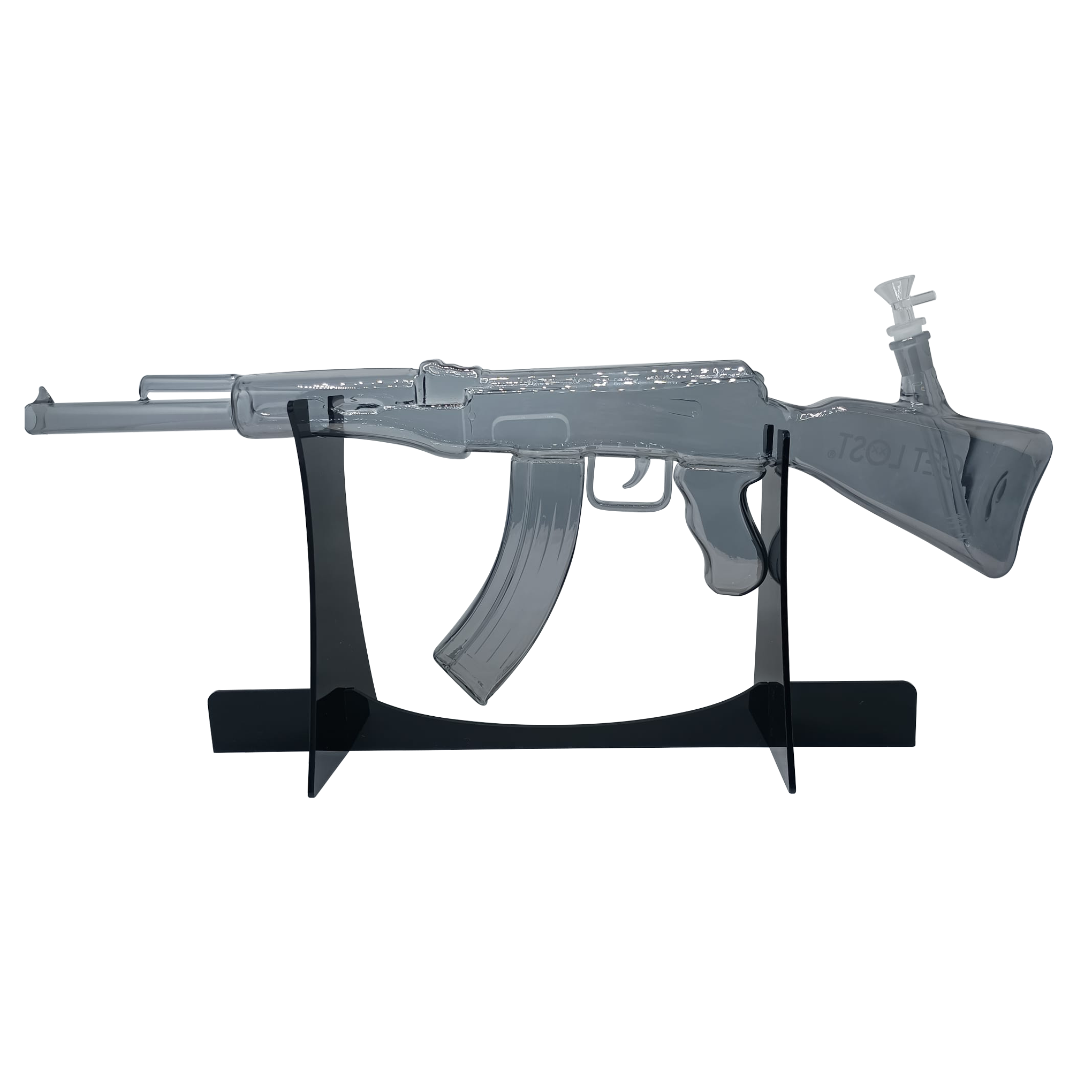 AK47-CLBK-002 - Get Lost AK47 Glass Water Pipe (Clear Black)