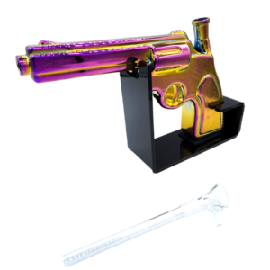 PG-RBW-002 - Get Lost Pistol Gun Glass Water Pipe (Rainbow)