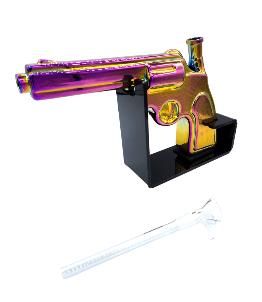 PG-RBW-002 - Get Lost Pistol Gun Glass Water Pipe (Rainbow)