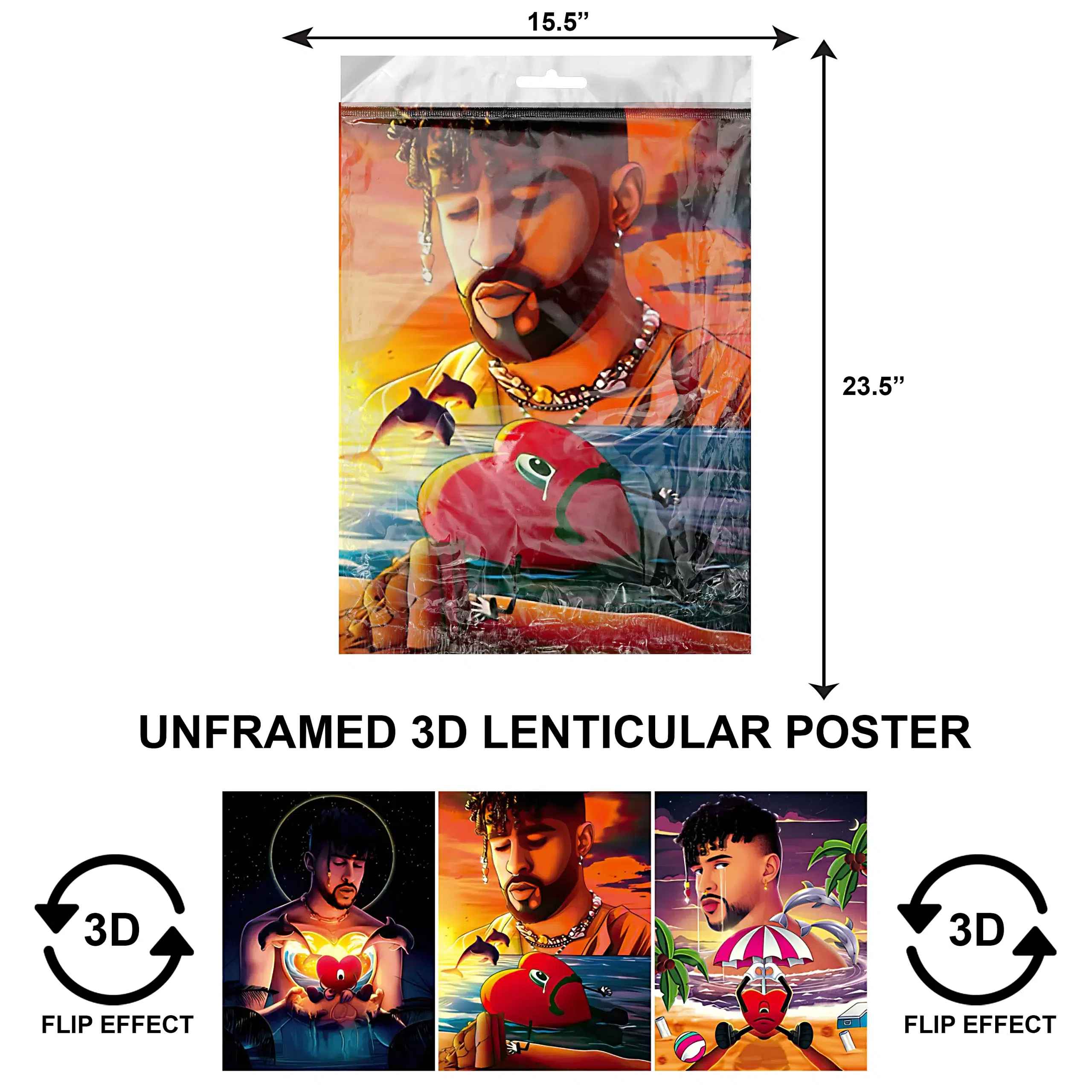 3DLPNF-001 Music - Bad Bunny Pisces Large UnFramed Poster