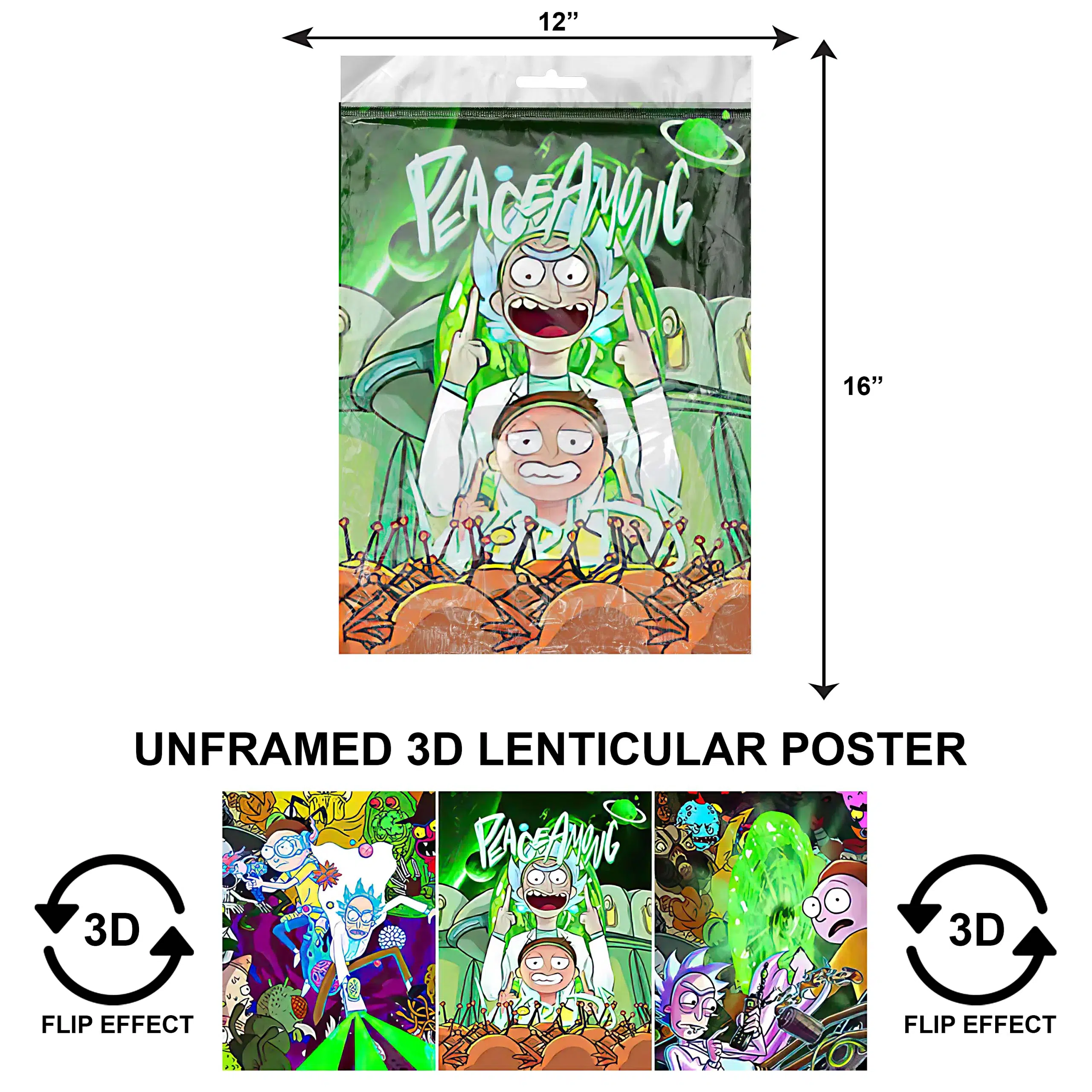 3DPNF-019 Cartoon - Rick and Morty Peace Among UnFramed Poster
