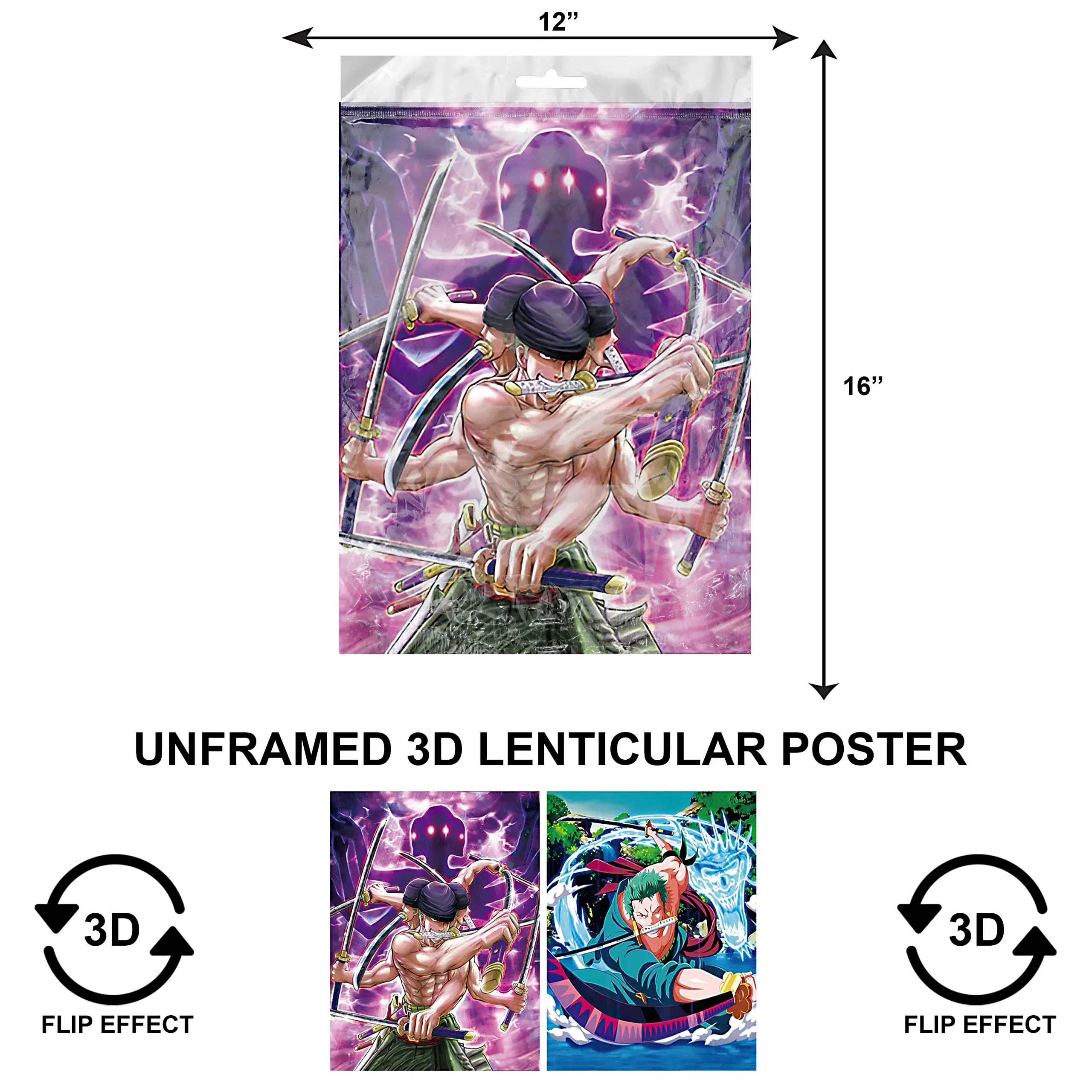3DPNF-026 Anime - Roronoa Zoro UnFramed Poster