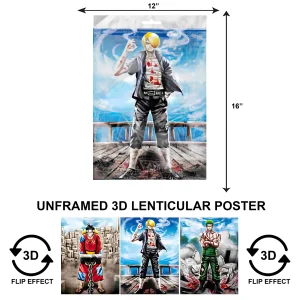 3DPNF-028 Anime - One PIece Luffy, Zoro ,Sanji UnFramed Poster