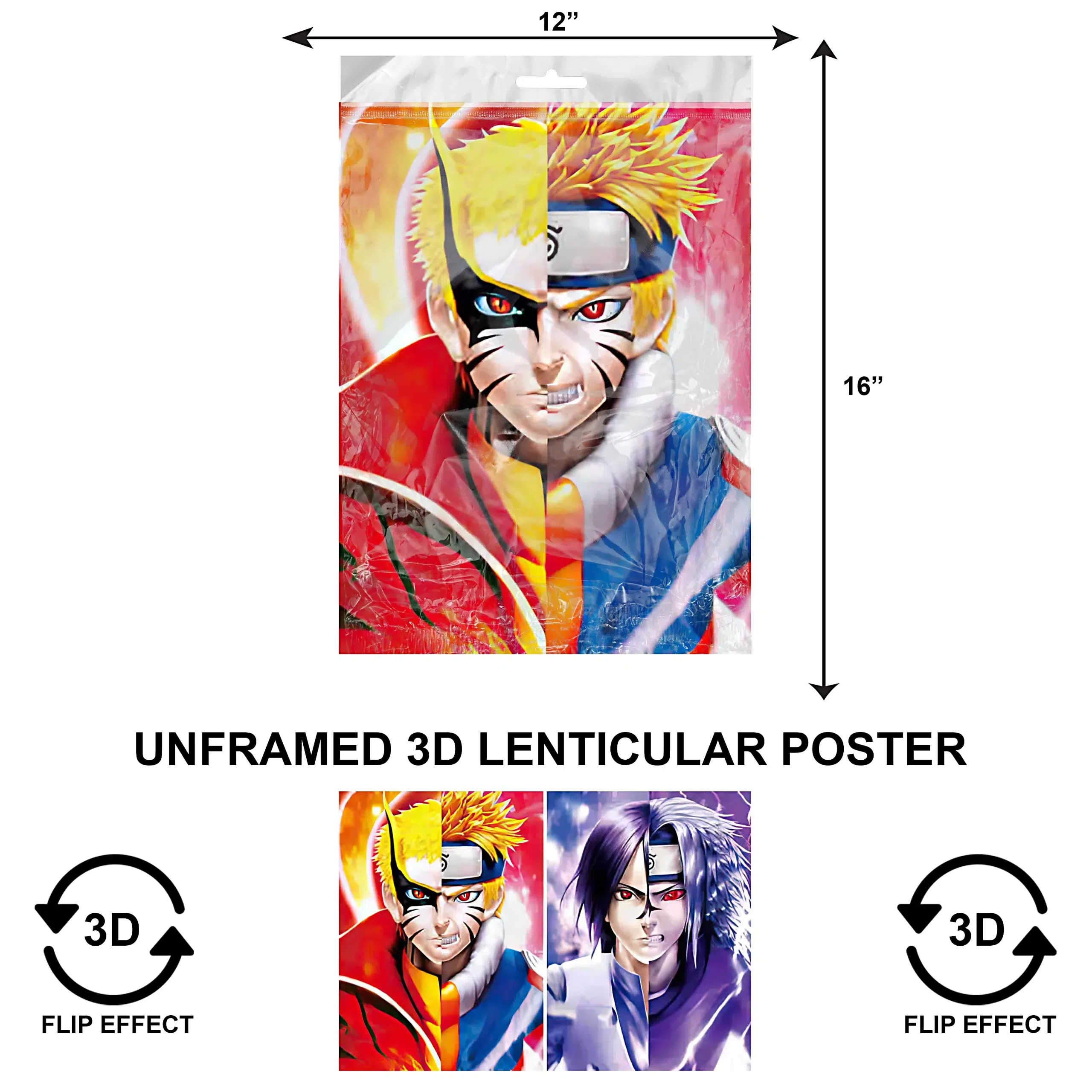 3DPNF-029 Anime - Naruto 2-Faced UnFramed Poster