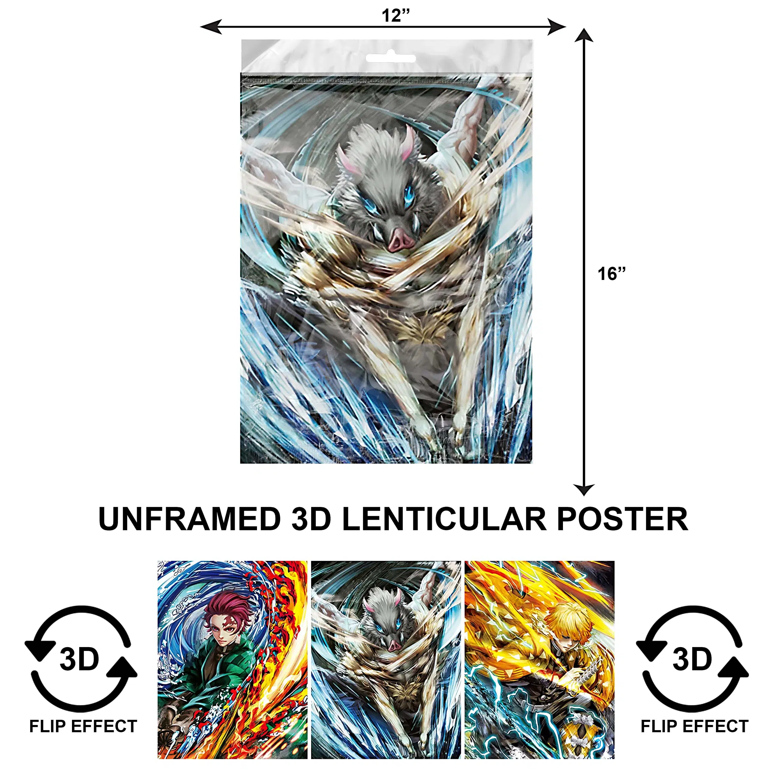 3DPNF-057 Anime - Demon Slayer Tanjirou Zenitsu UnFramed Poster