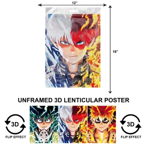 3DPNF-062 Anime - Izuku, Katsuki, Shoto Todoroki UnFramed Poster