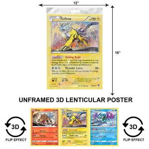 3DPNF-064 Anime - Entei, Raikou, Suicune Card UnFramed Poster