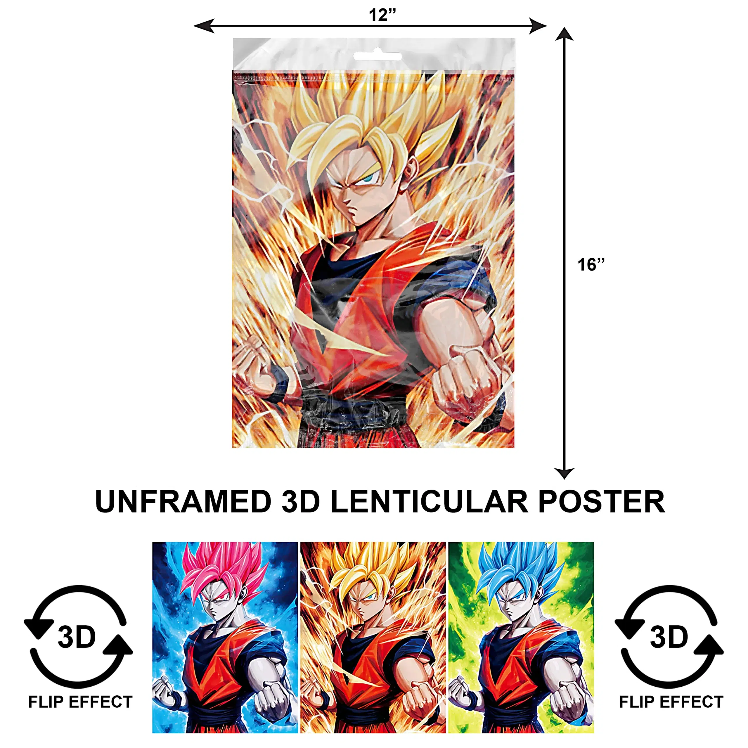 3DPNF-095 Anime - Dragon Ballz Goku Blonde Lets Go UnFramed Poster