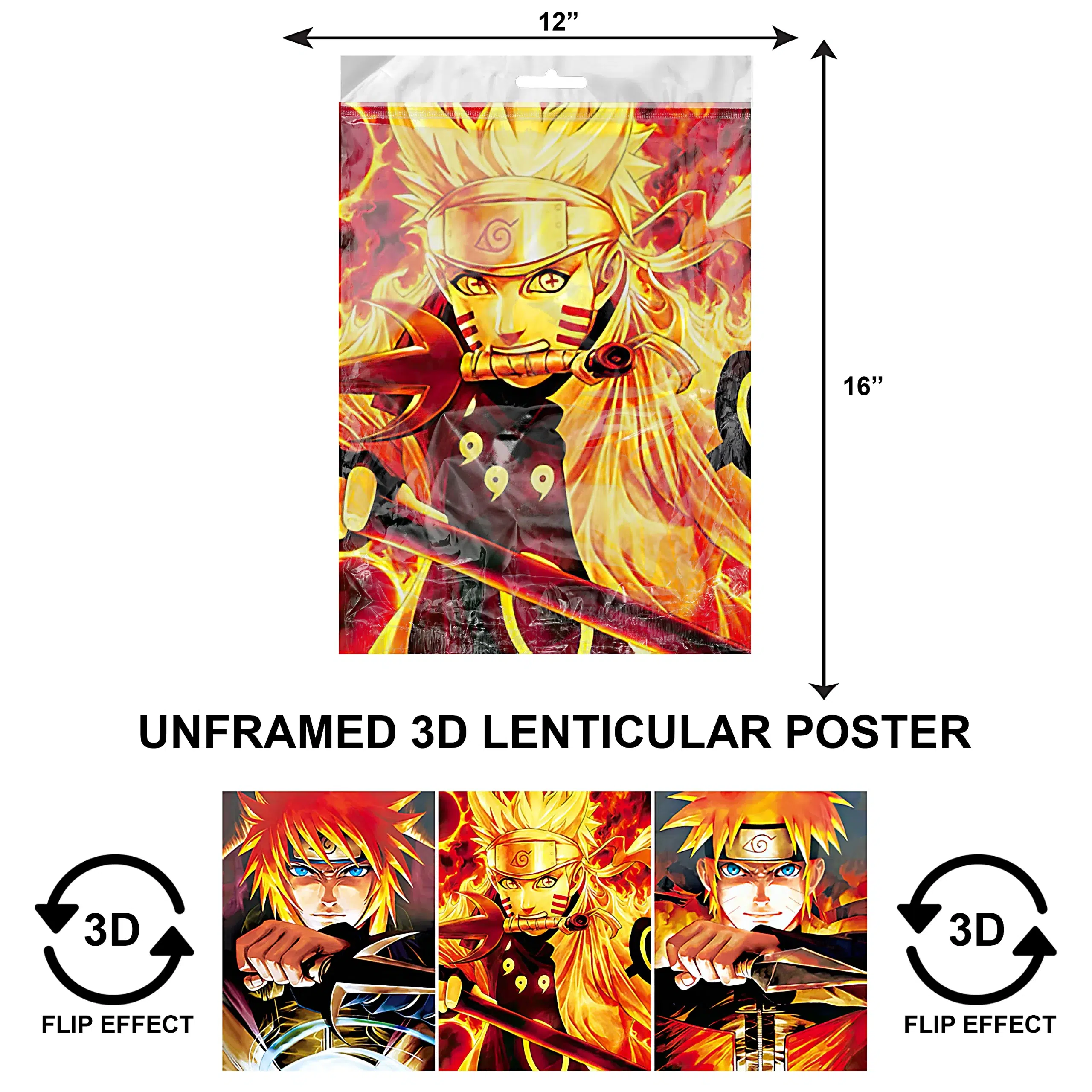 3DPNF-098 Anime - Naruto with Sword UnFramed Poster