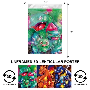 3DPNF-122 Anime - Pokemon - Bulbasaur, Charmander, & Squirtle Pokemon UnFramed Poster