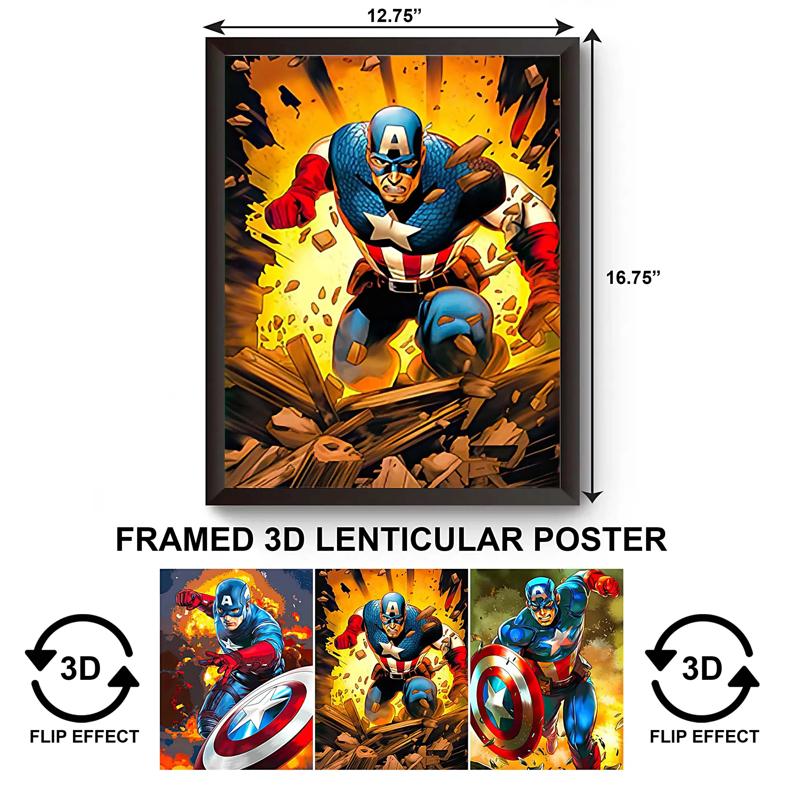 3DPWF-007 Super Heroes - Marvel Captain America Framed Poster