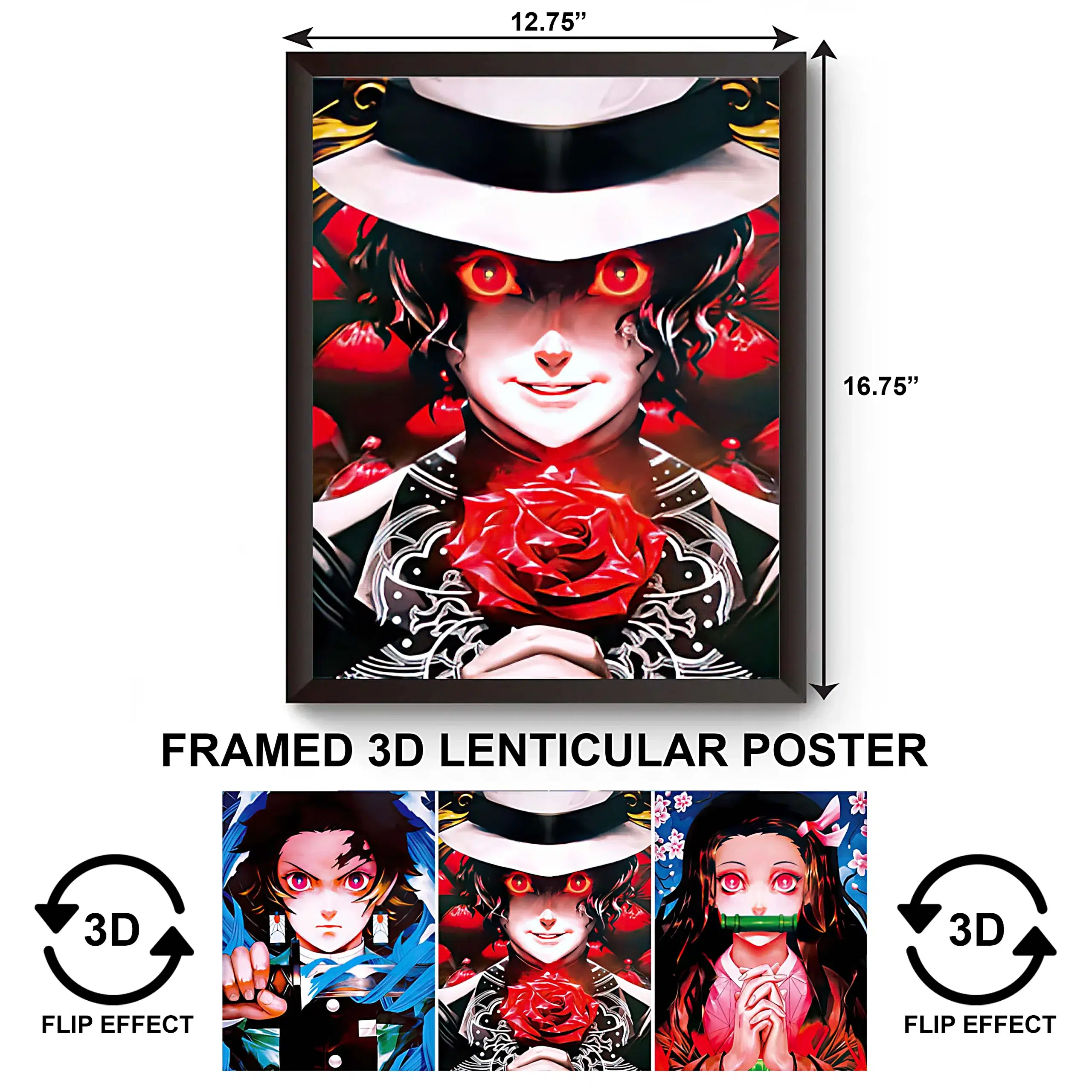 3DPWF-020 Anime - Demon Slayer Nezuko, Tanjirou, Kibutsuji Framed Poster