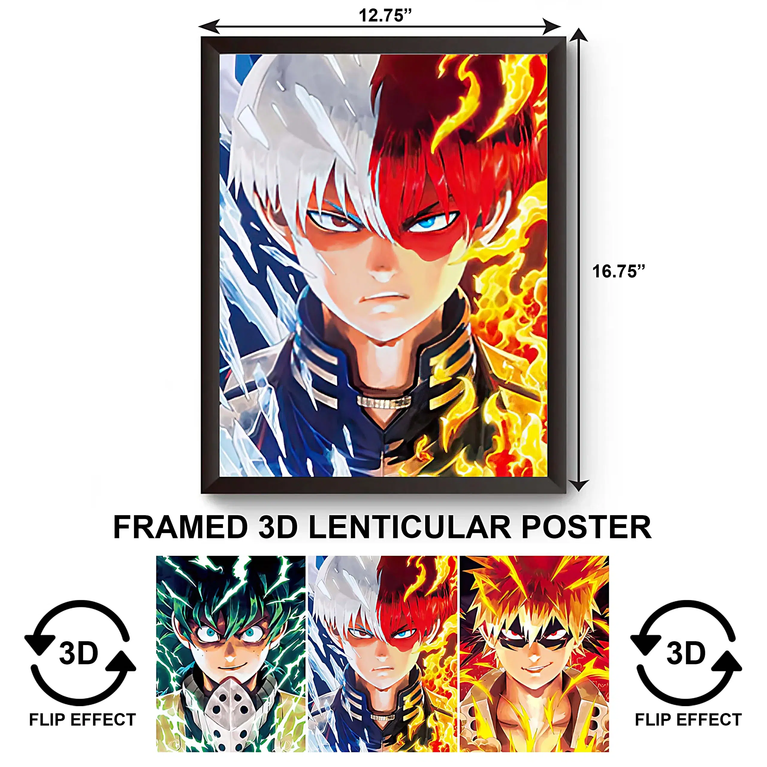 3DPWF-039 Anime - Izuku, Katsuki, Shoto Todoroki Framed Poster