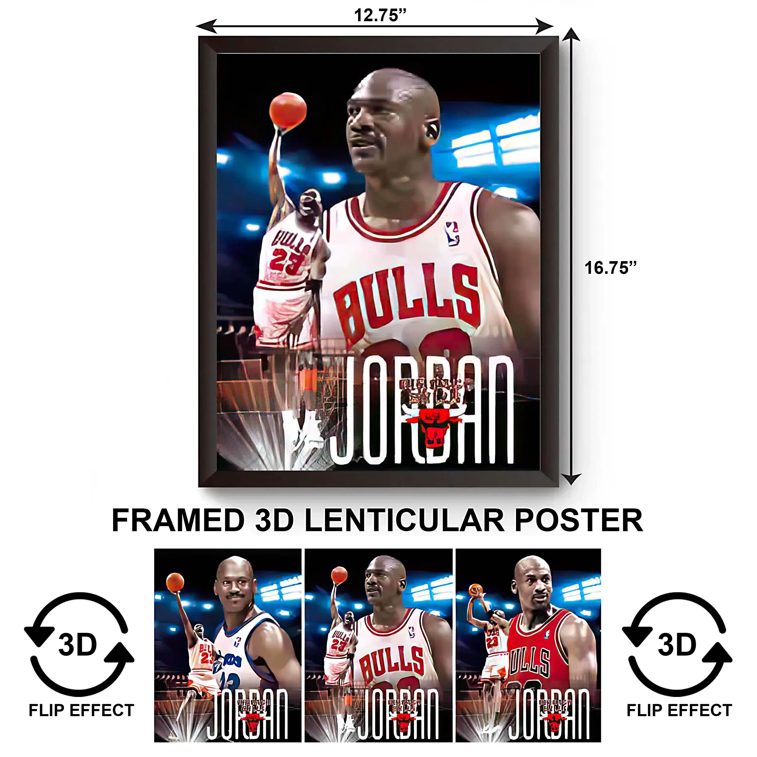 3DPWF-051 Sports - Bulls Michael Jordan Framed Poster